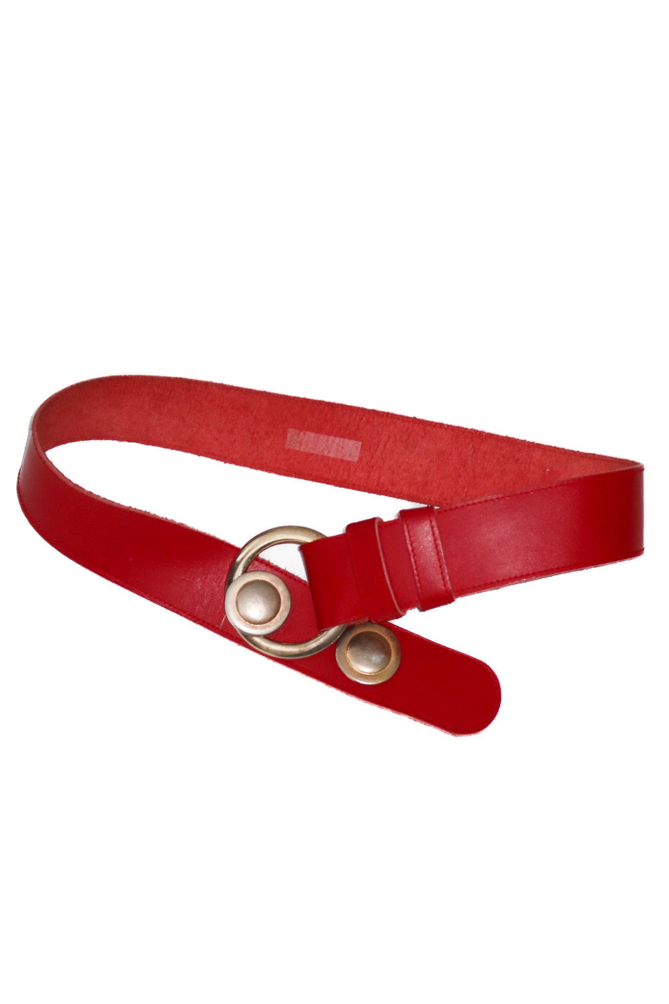vintage wide leather statement buckle belt red.