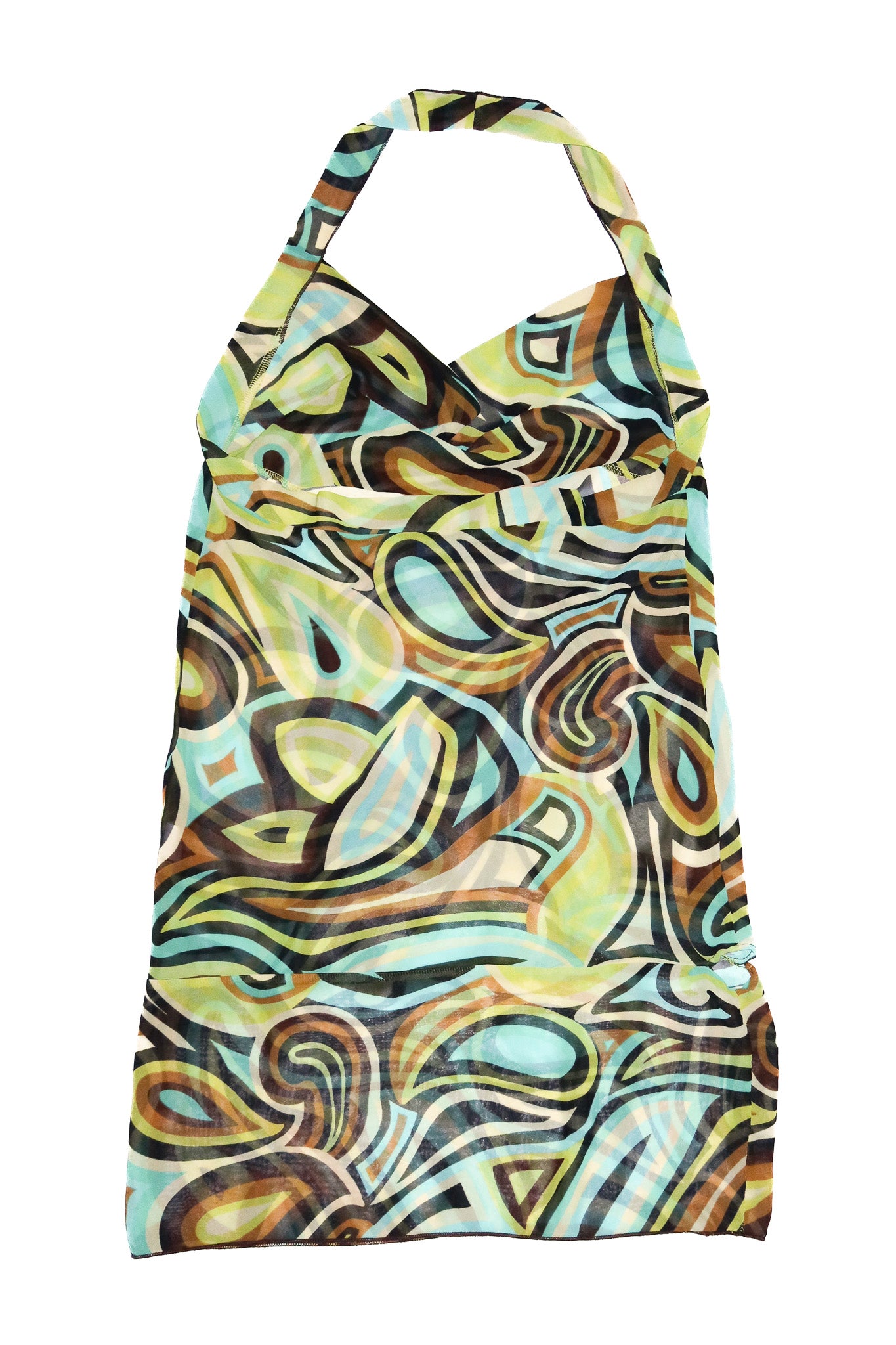 2000’s flava halter mini dress abstract print multi.