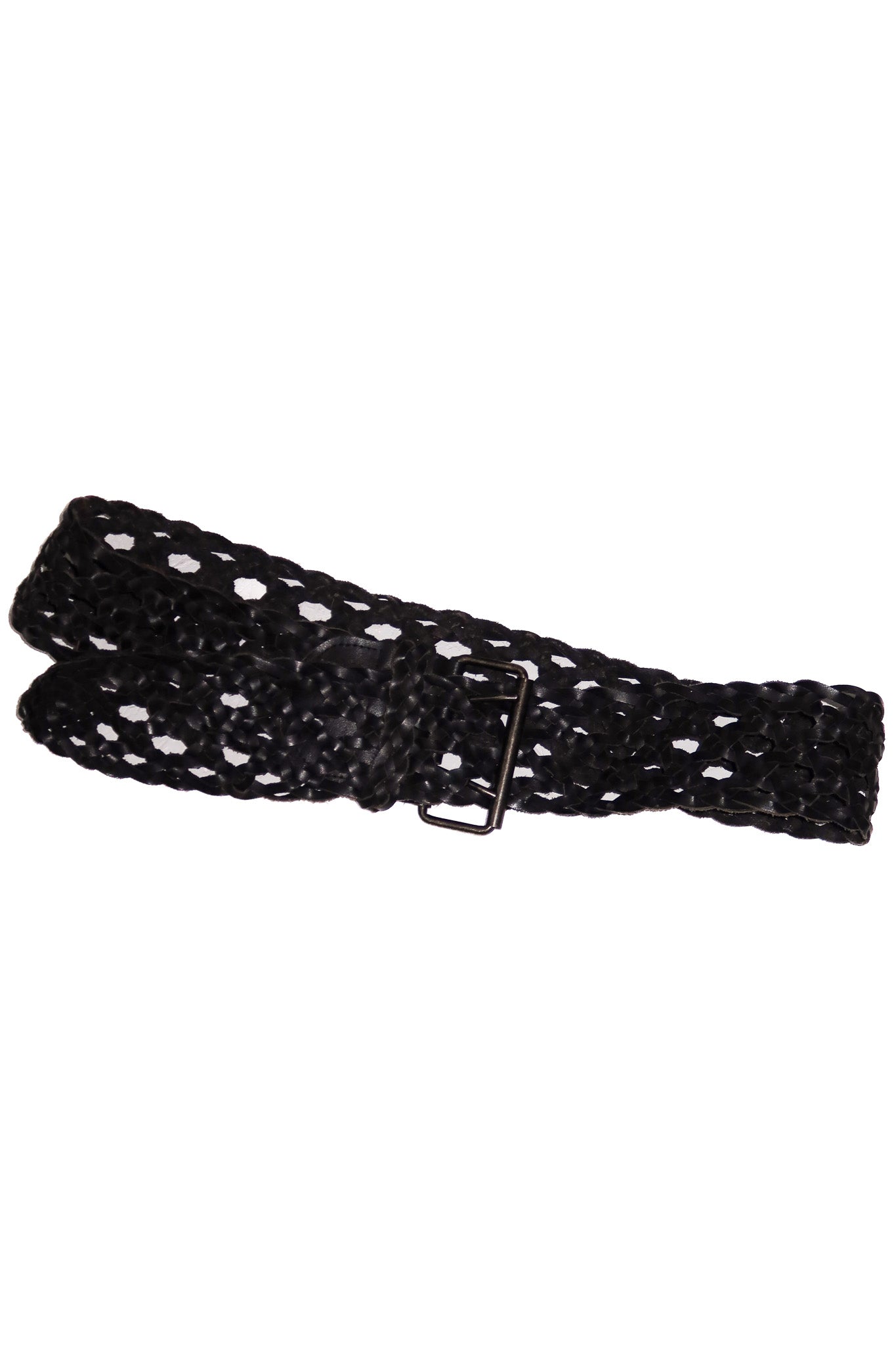vintage wide braided leather belt black.