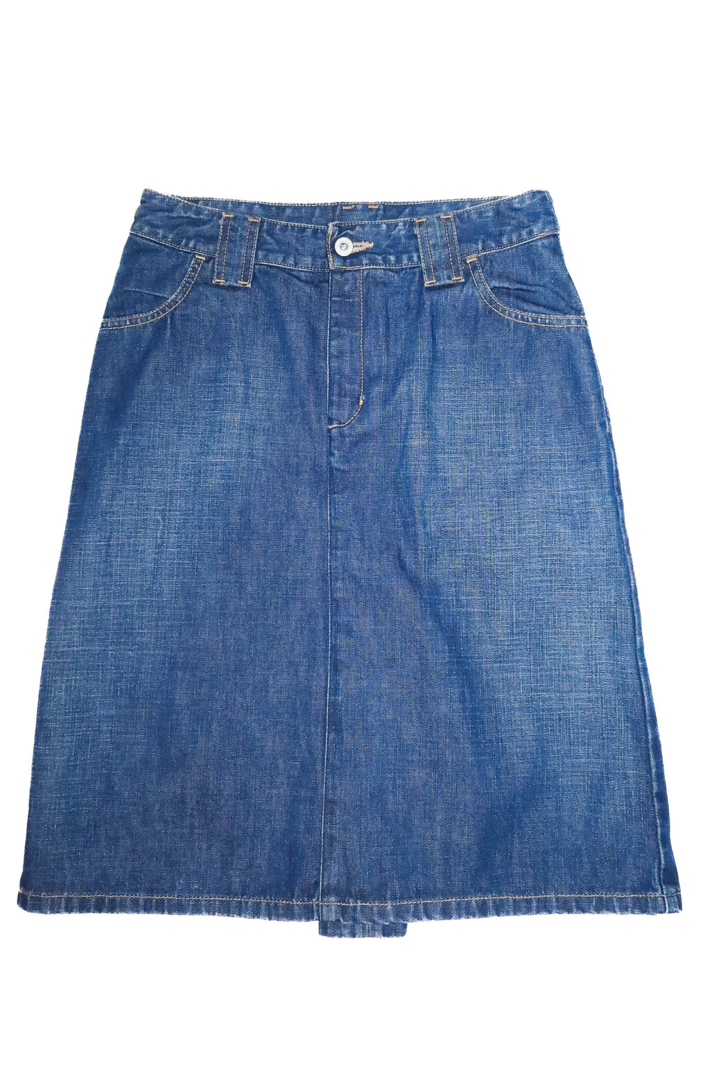 2000’s levi’s sample denim midi skirt blue.
