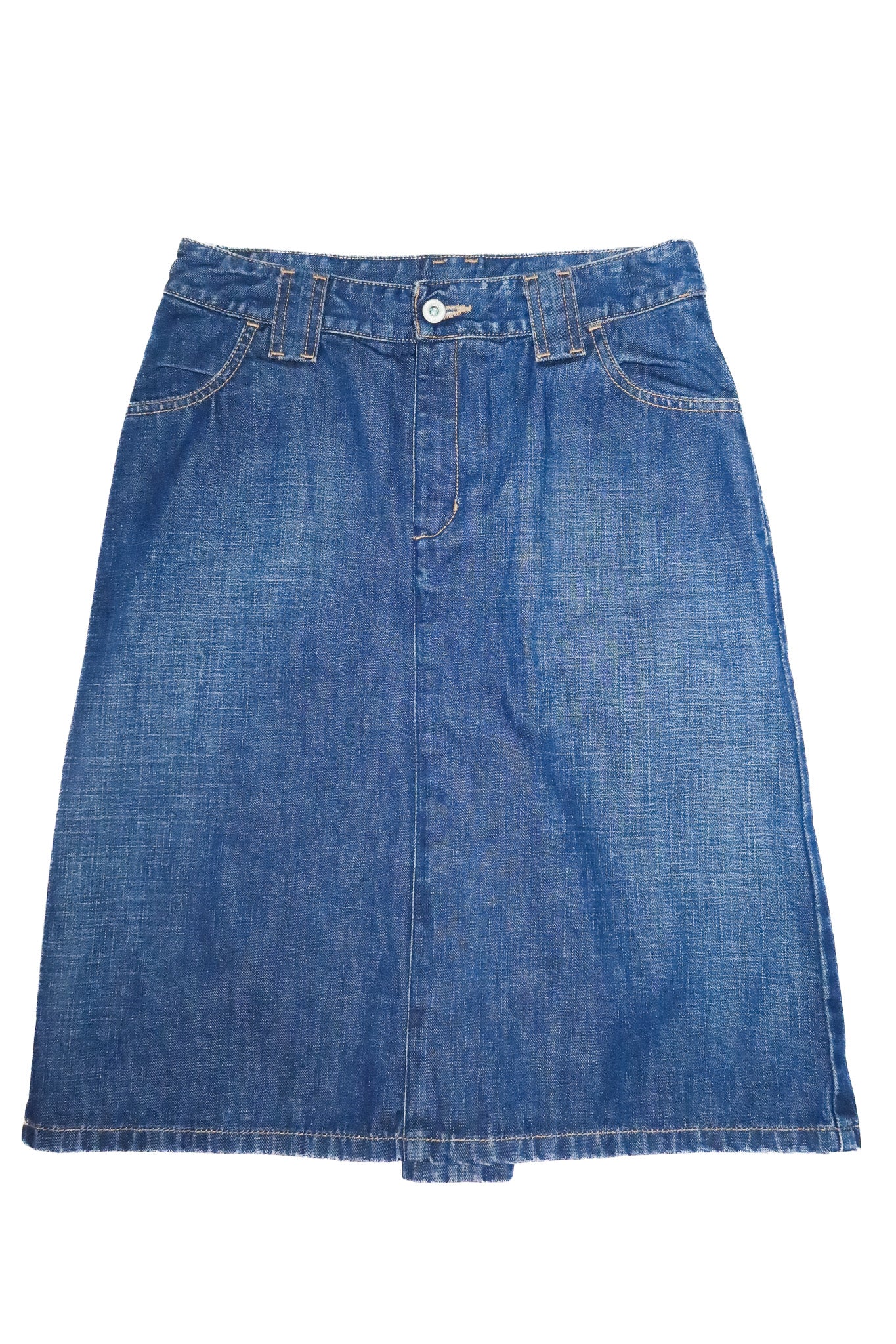 2000’s levi’s sample denim midi skirt blue.