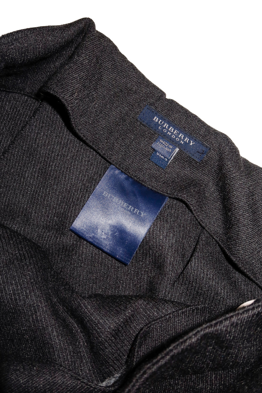 burberry london wool mini skirt dark grey.