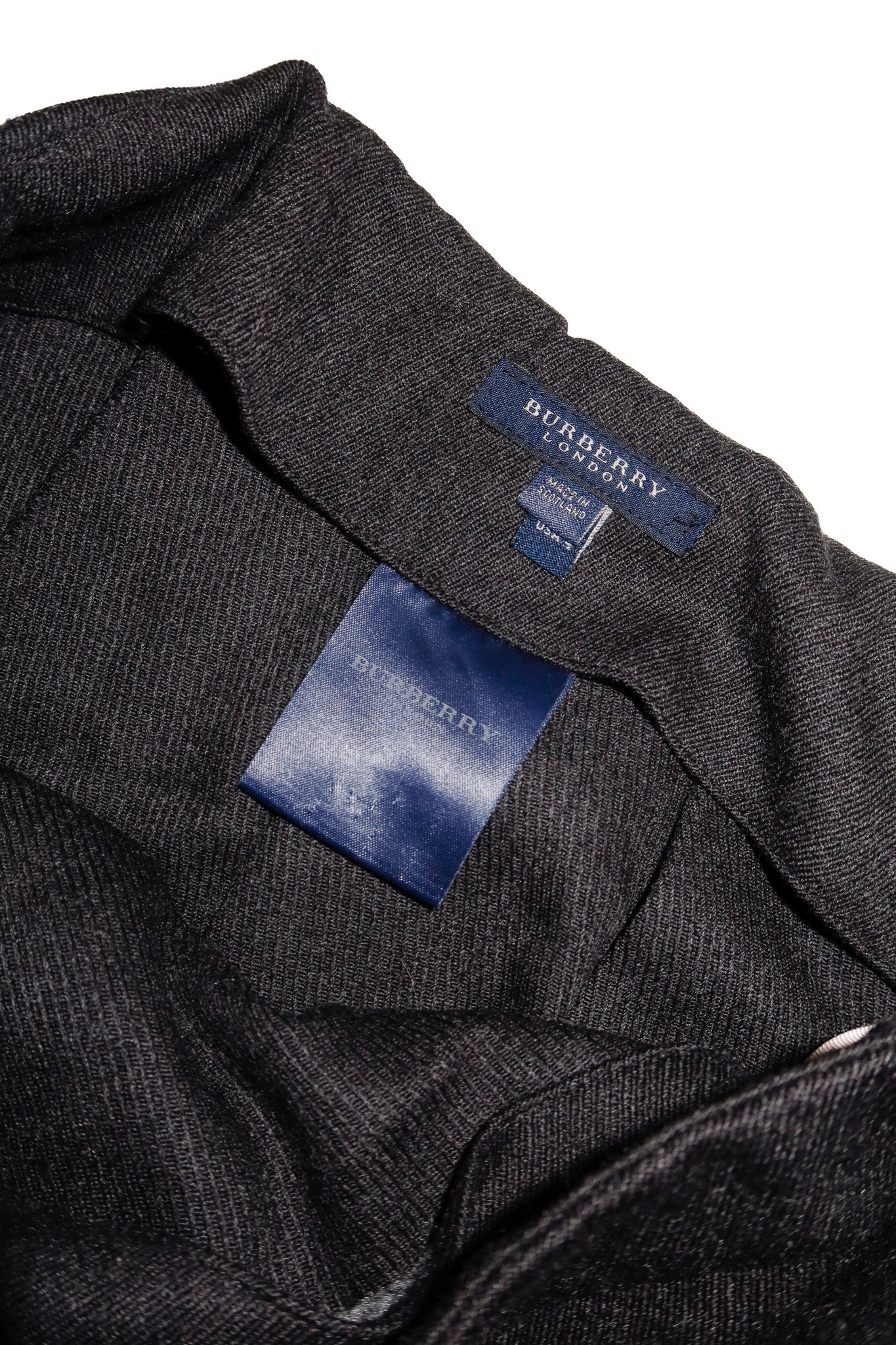 burberry london wool mini skirt dark grey.