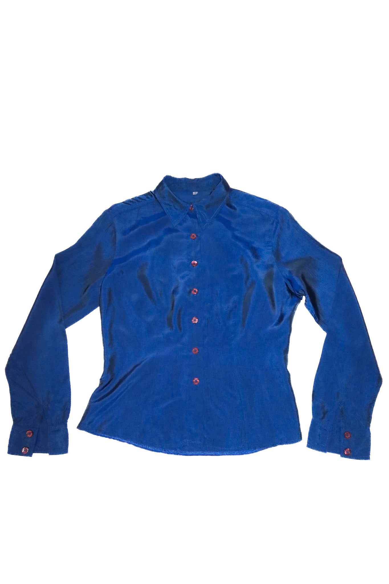 unsigned long sleeve acetate blouse blue.