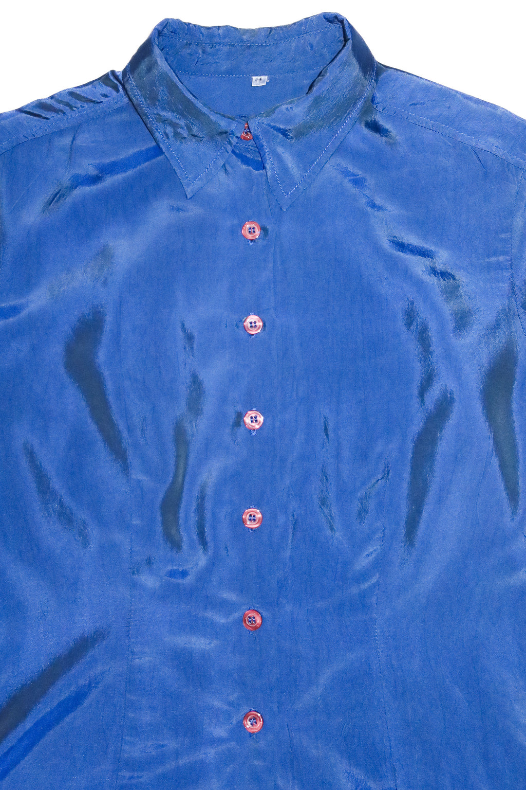 unsigned long sleeve acetate blouse blue.