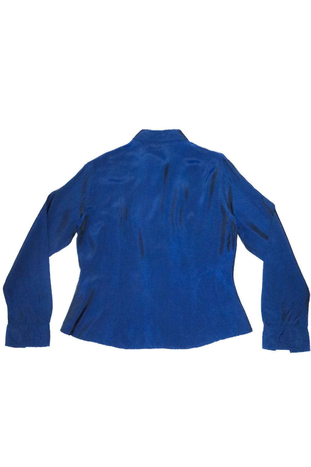 unsigned long sleeve acetate blouse blue.