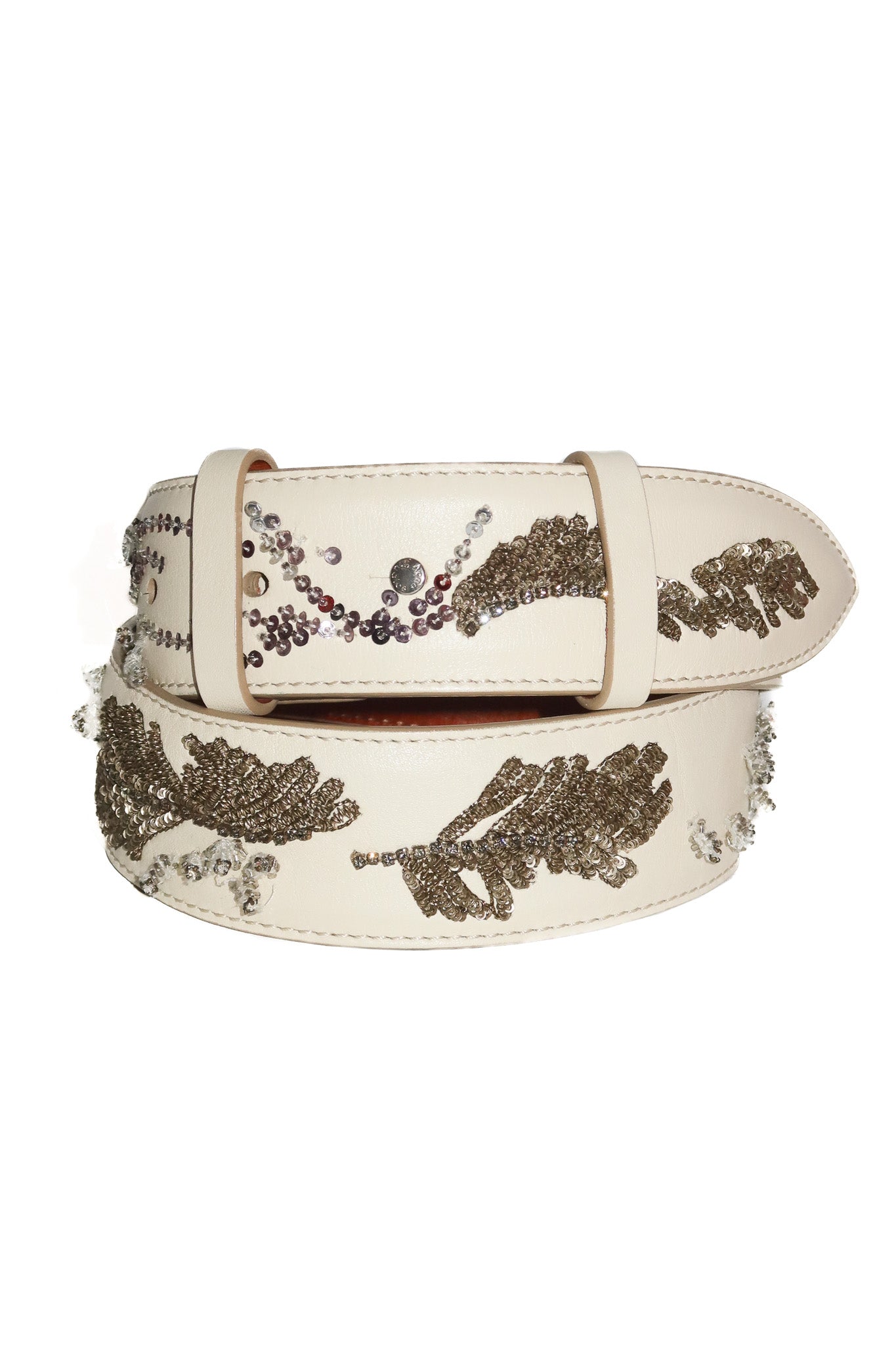 acne studios embellished leather belt cream.