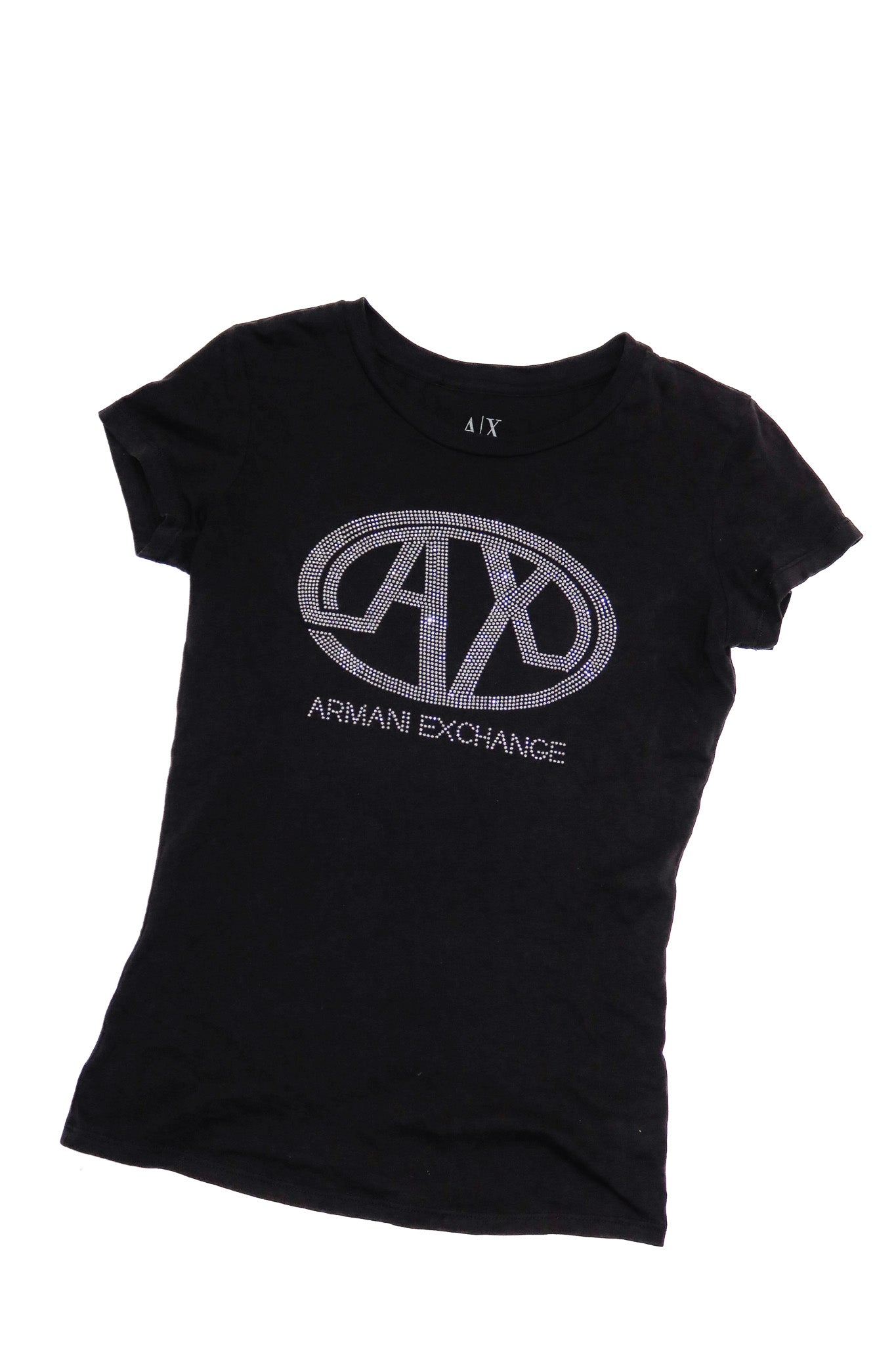 armani exchange diamanté logo baby tee black.
