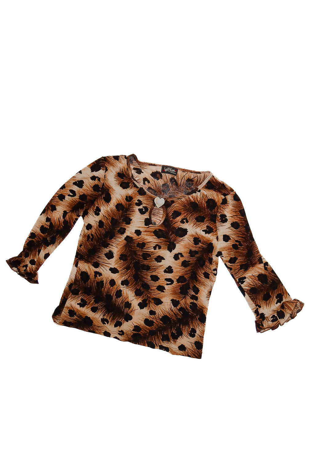 wet seal mesh leopard print top brown.