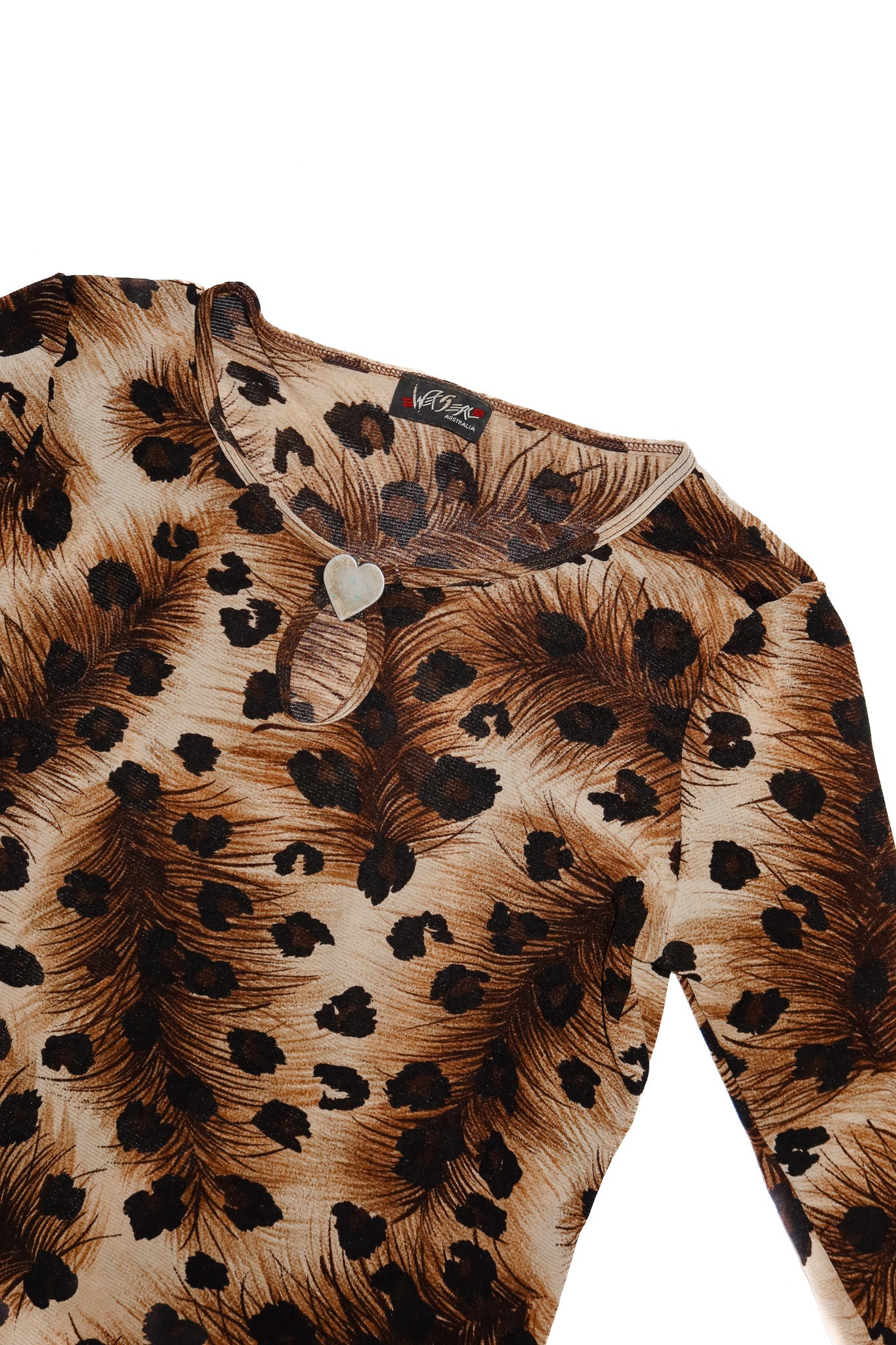 wet seal mesh leopard print top brown.