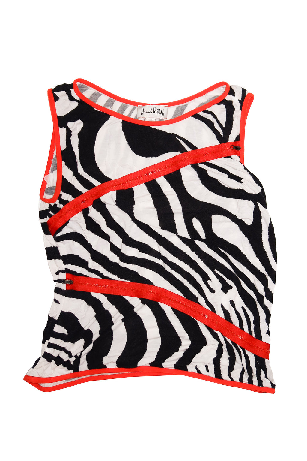 2000's joseph ribkoff zebra print zip top orange black.