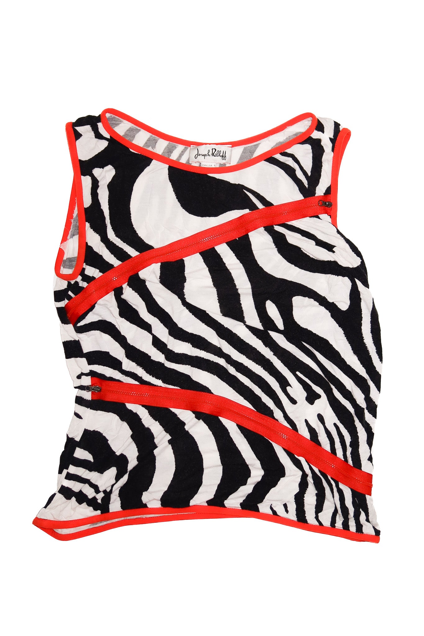2000's joseph ribkoff zebra print zip top orange black.