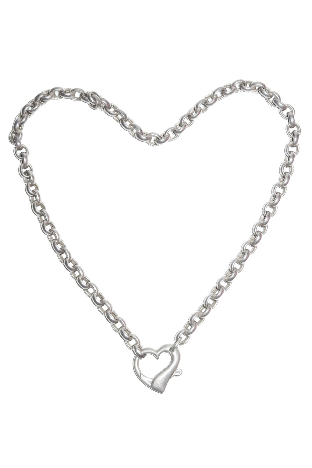 2000’s sterling silver heart clasp chain necklace silver.