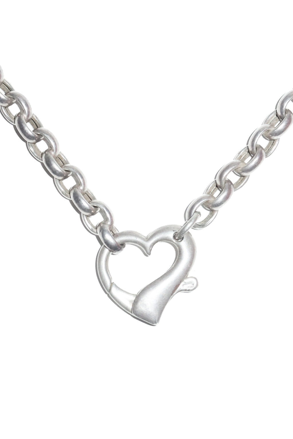 2000’s sterling silver heart clasp chain necklace silver.