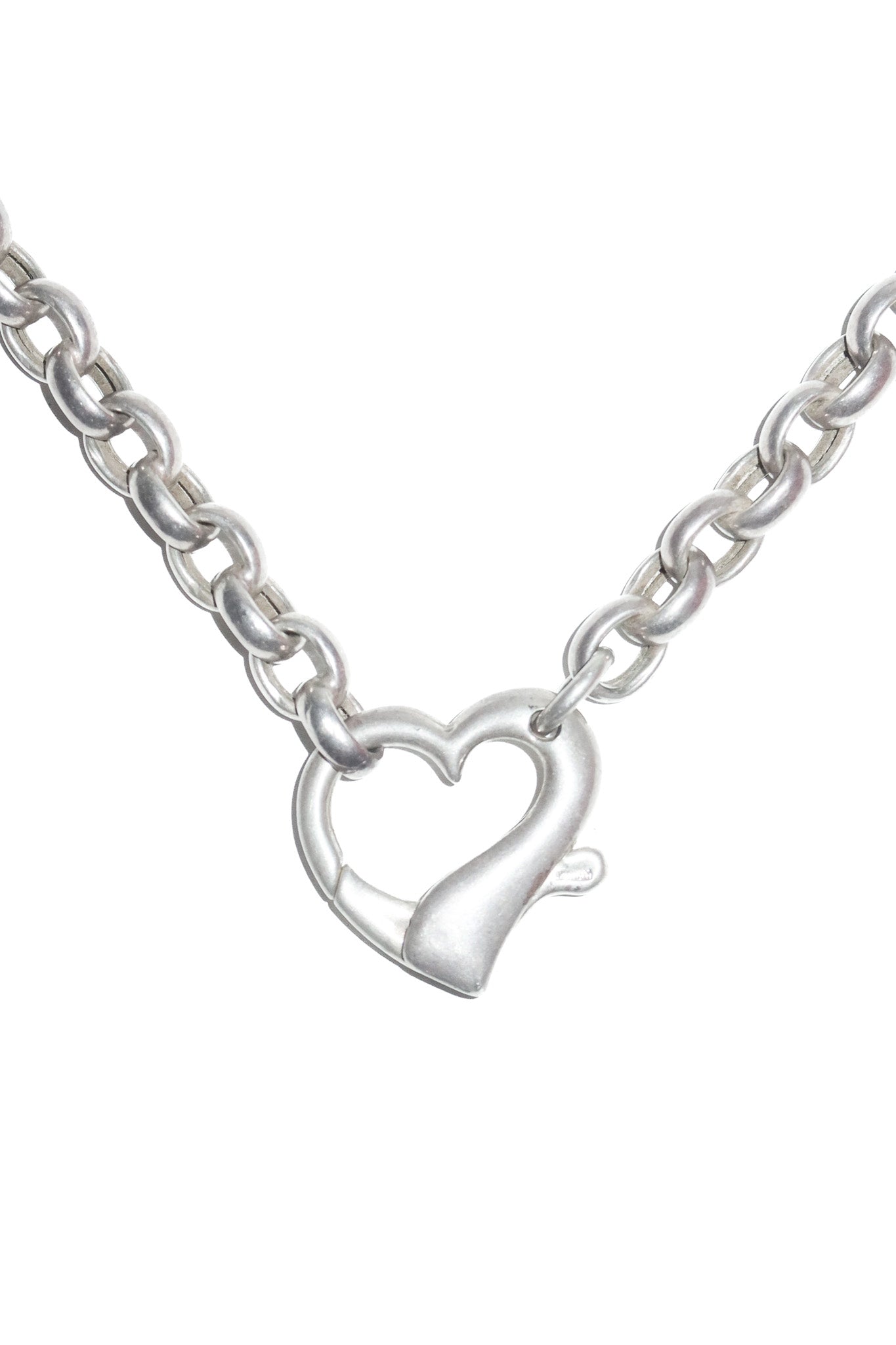 2000’s sterling silver heart clasp chain necklace silver.