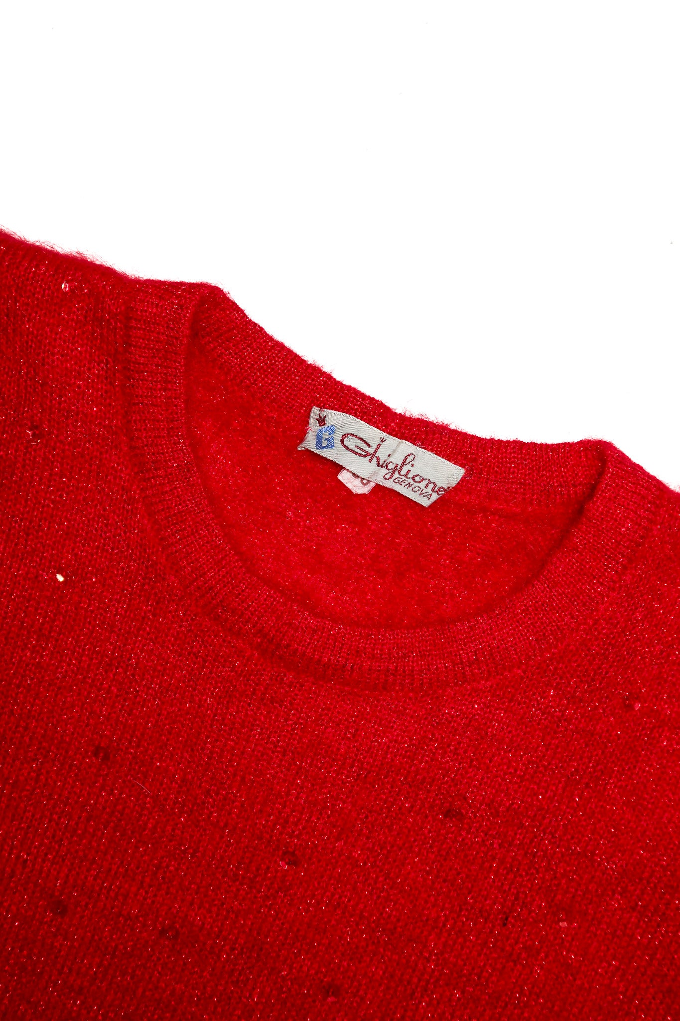 1980’s ghiglione genova mohair knit sweater red.