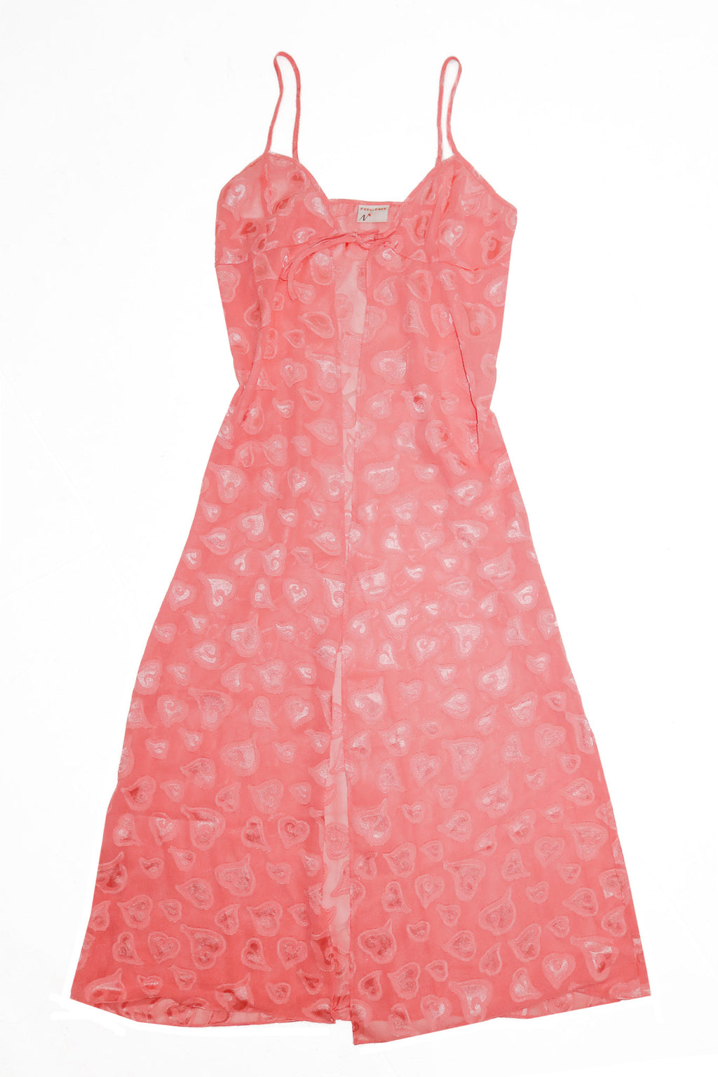 feel free sheer heart print maxi robe pink.
