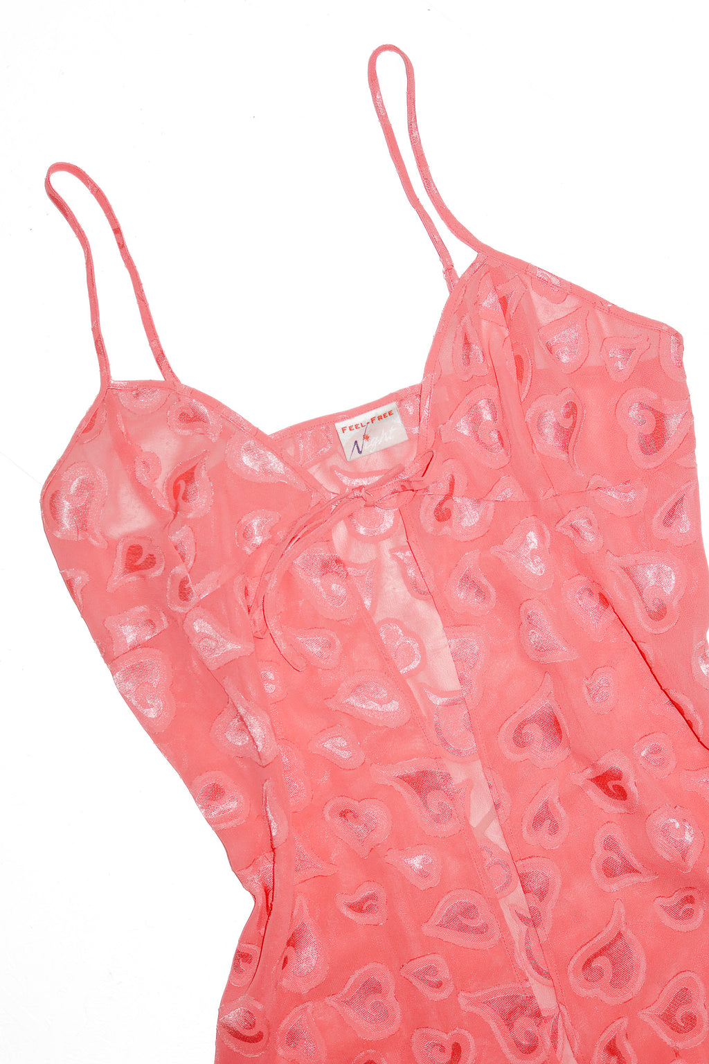 feel free sheer heart print maxi robe pink.