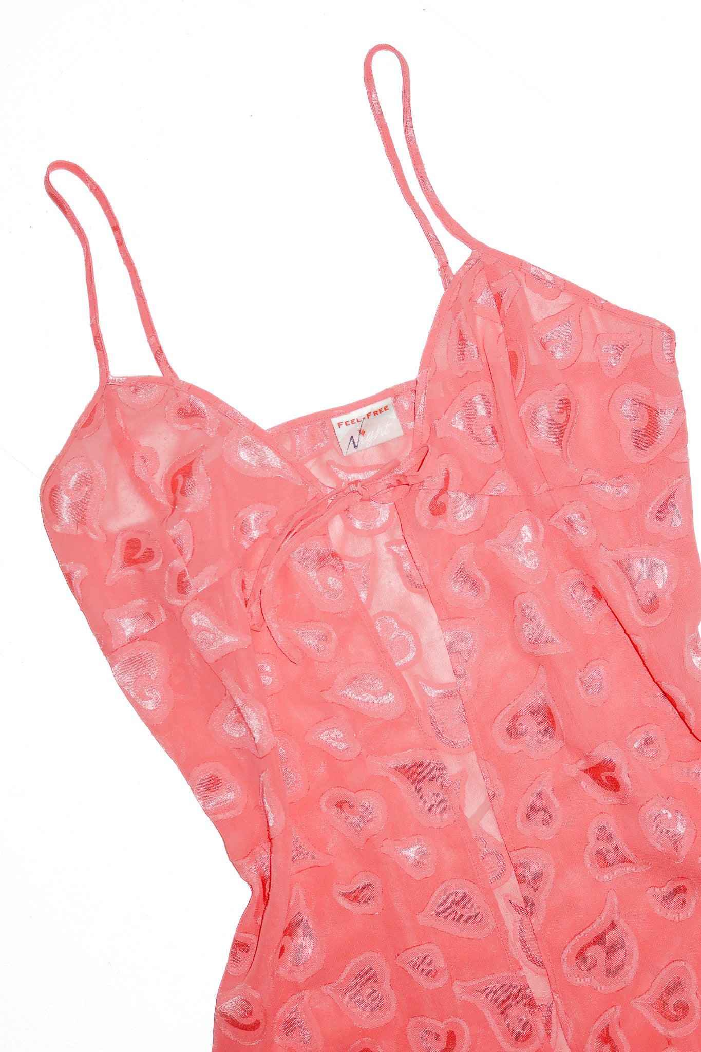 feel free sheer heart print maxi robe pink.