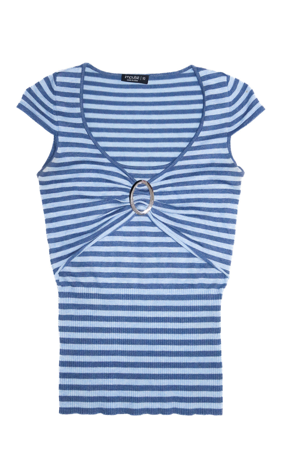 2000’s impulse striped ring detail top blue.