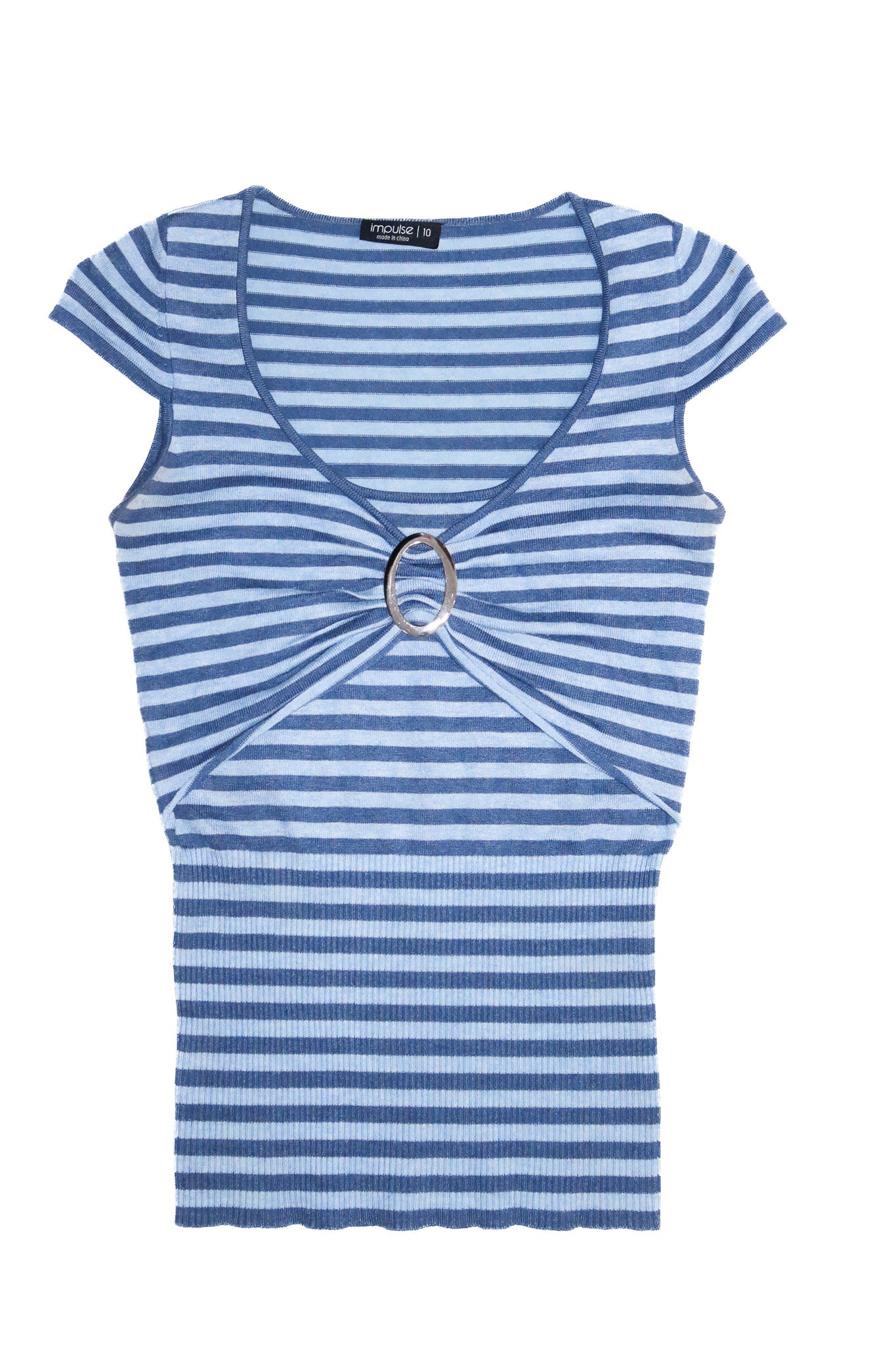 2000’s impulse striped ring detail top blue.