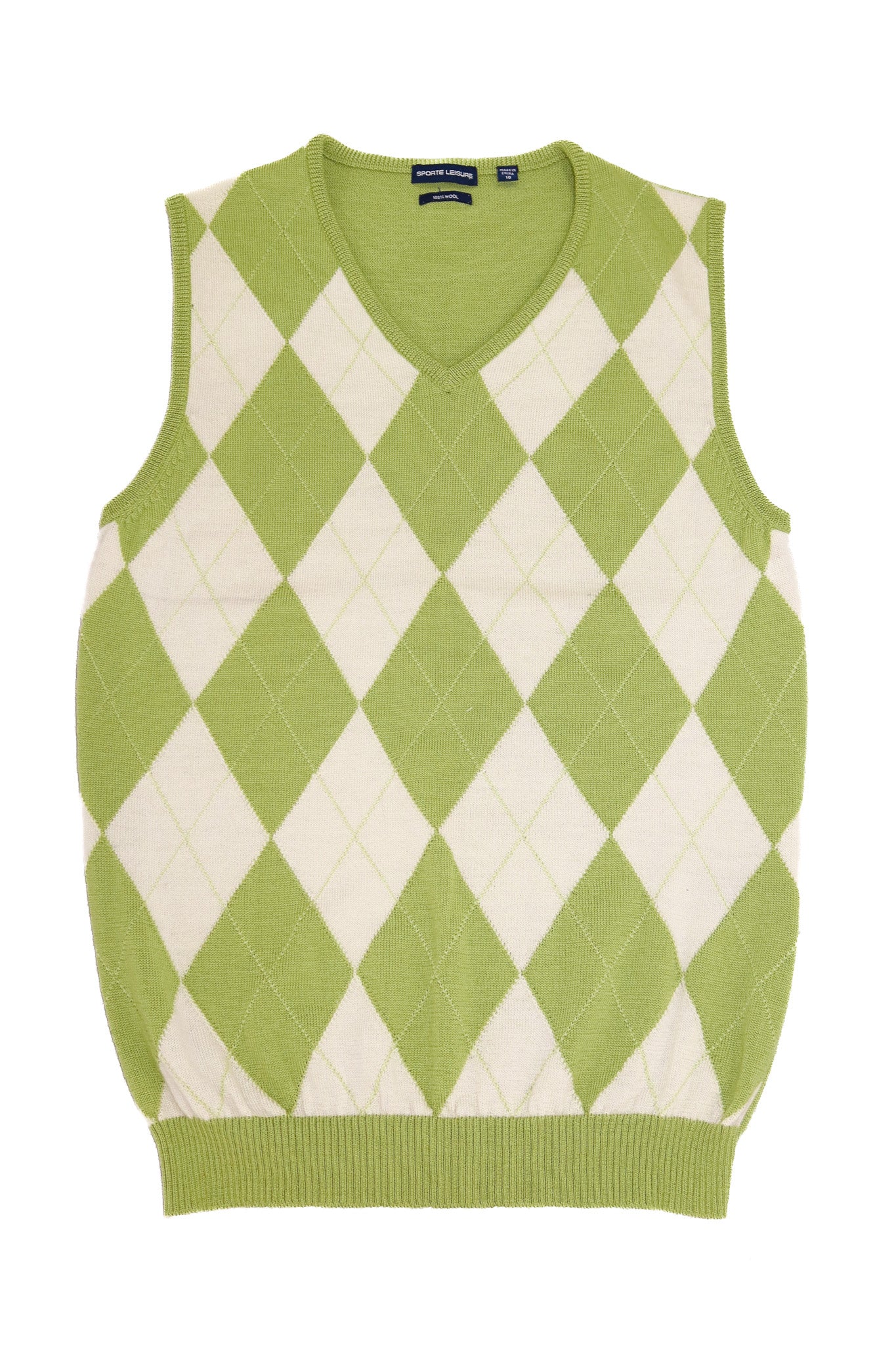 sporte leisure wool argyle sweater vest green.