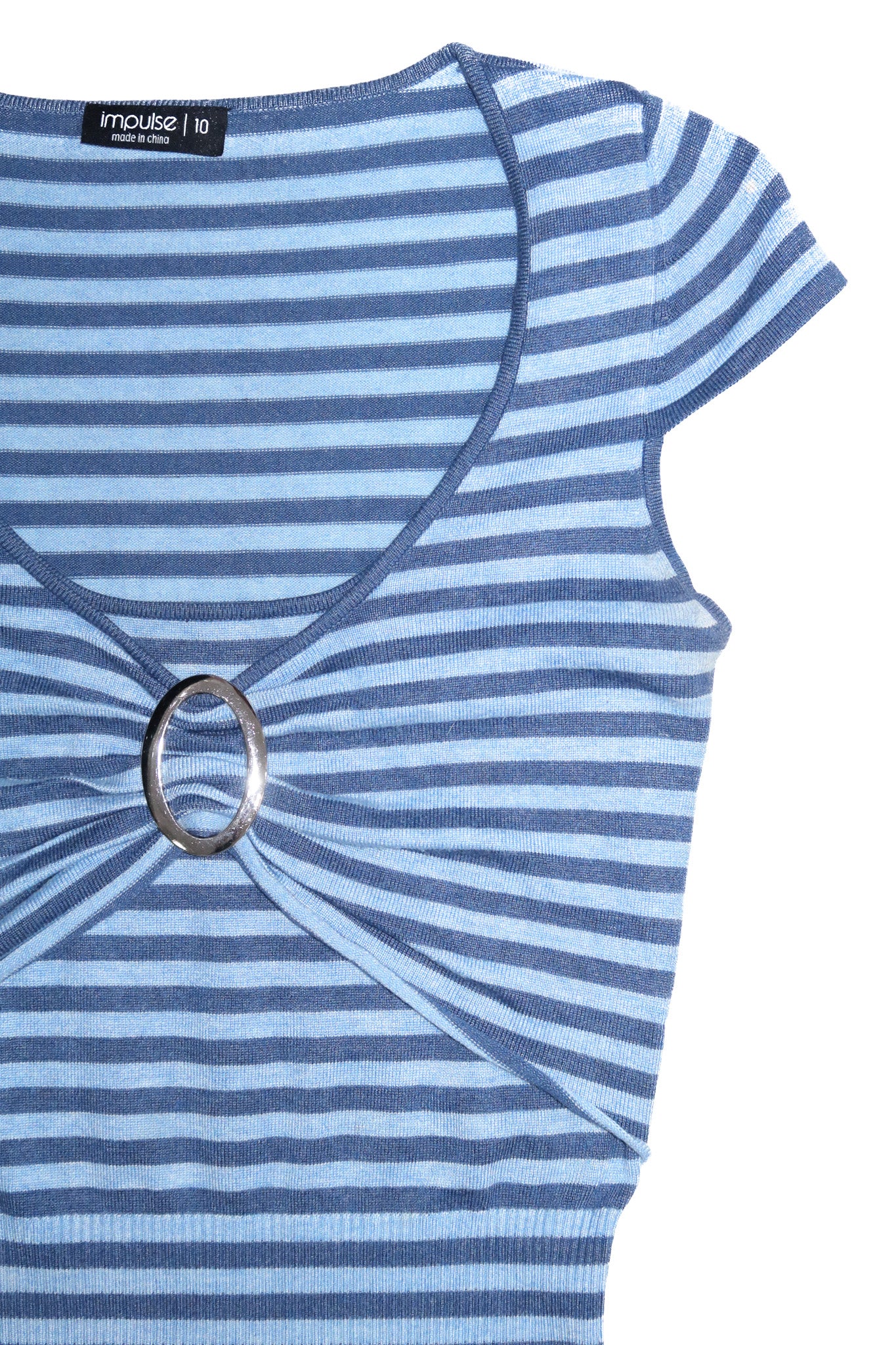 2000’s impulse striped ring detail top blue.