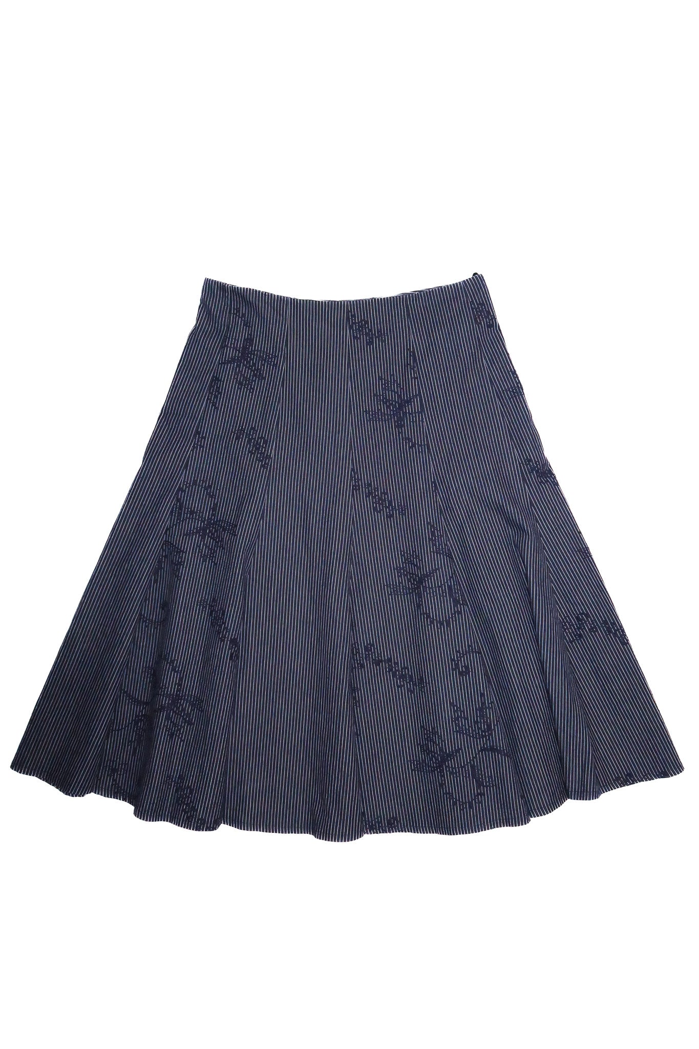 1990’s callan designs pinstripe floral midi skirt navy.