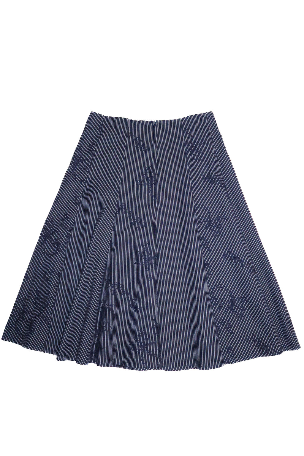 1990’s callan designs pinstripe floral midi skirt navy.