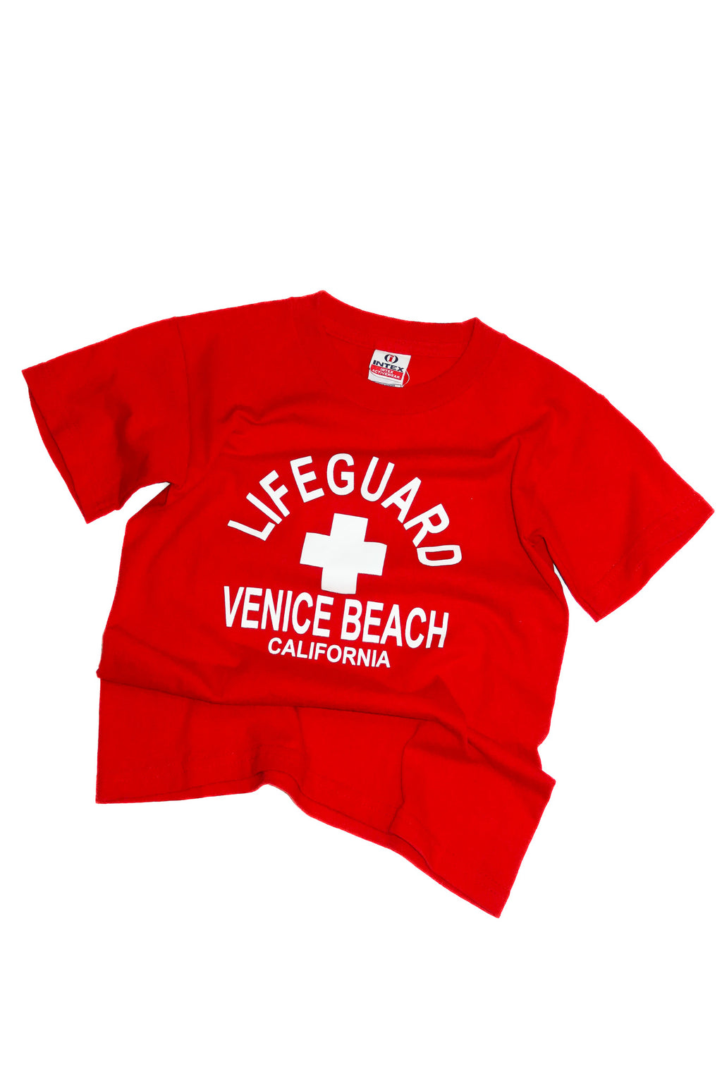 1990’s venice beach lifeguard graphic tee red.