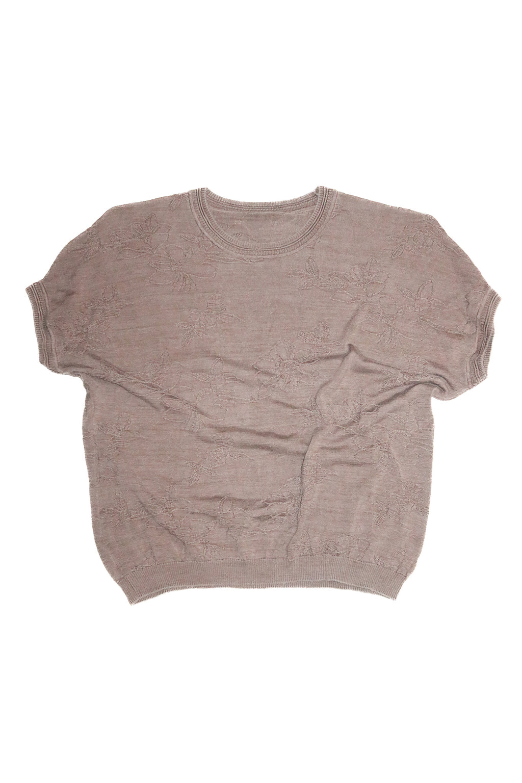 1990’s silk floral knit short sleeve top taupe.