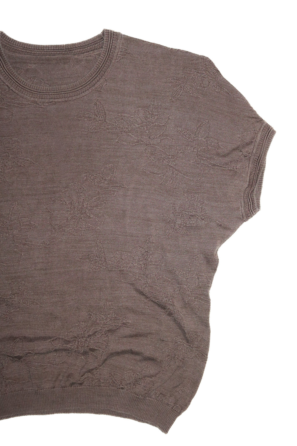 1990’s silk floral knit short sleeve top taupe.