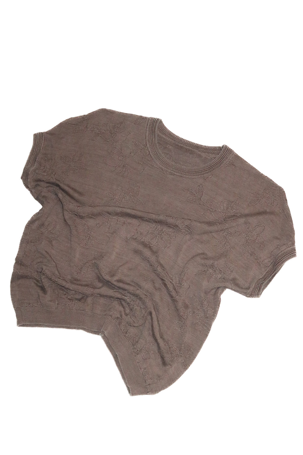 1990’s silk floral knit short sleeve top taupe.