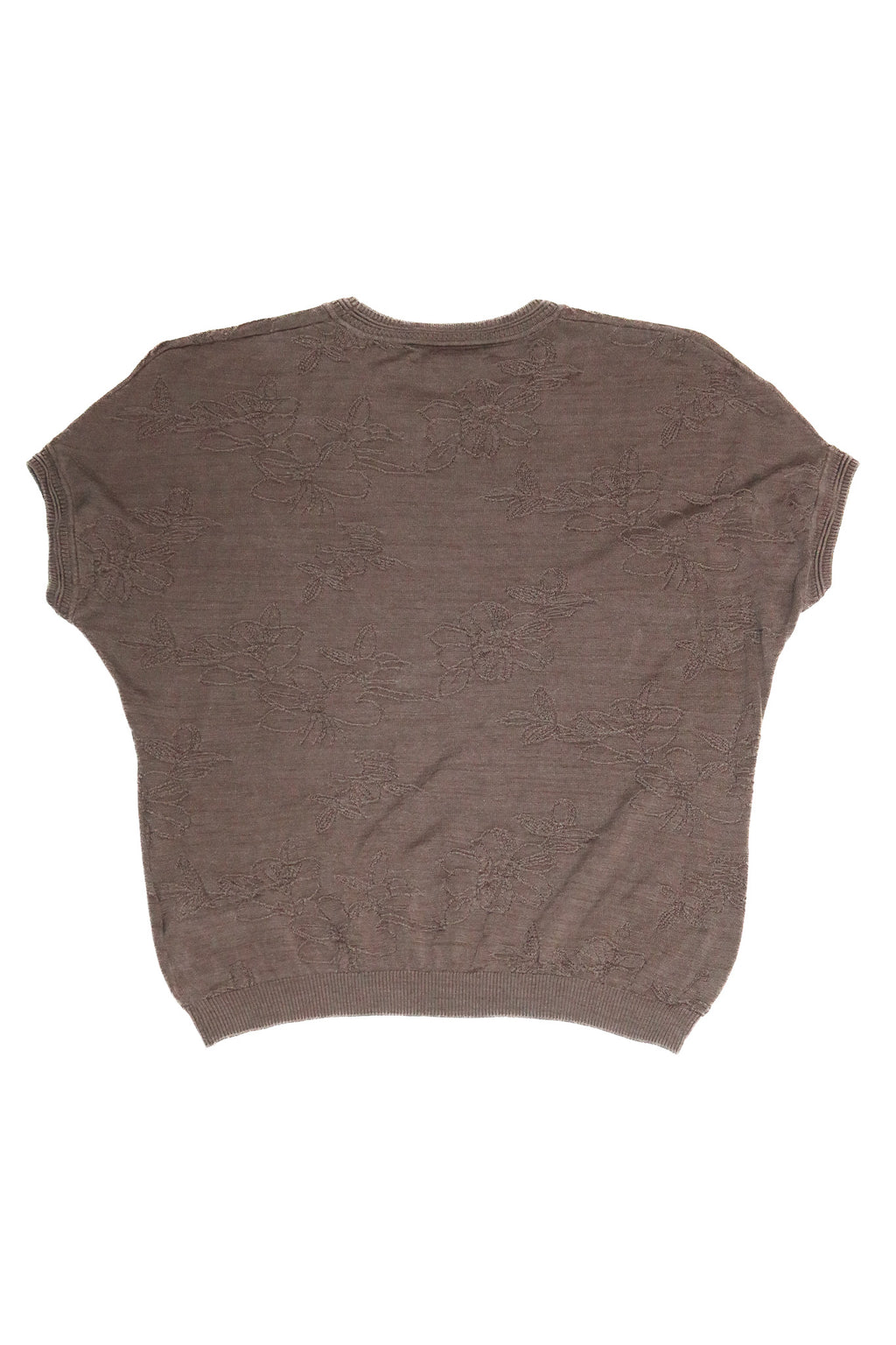 1990’s silk floral knit short sleeve top taupe.