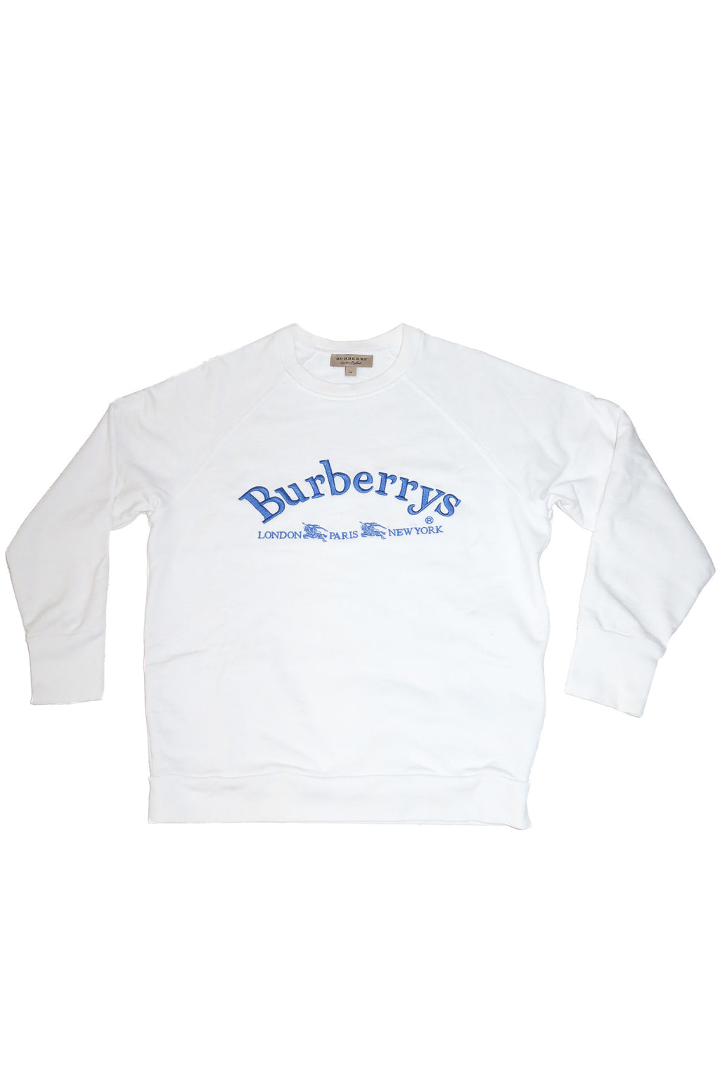 1990’s burberrys embroidered logo crewneck sweatshirt white.