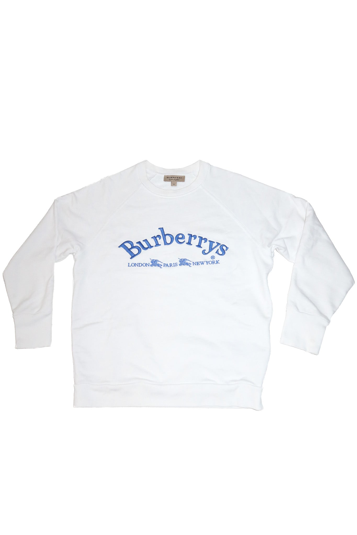 1990’s burberrys embroidered logo crewneck sweatshirt white.