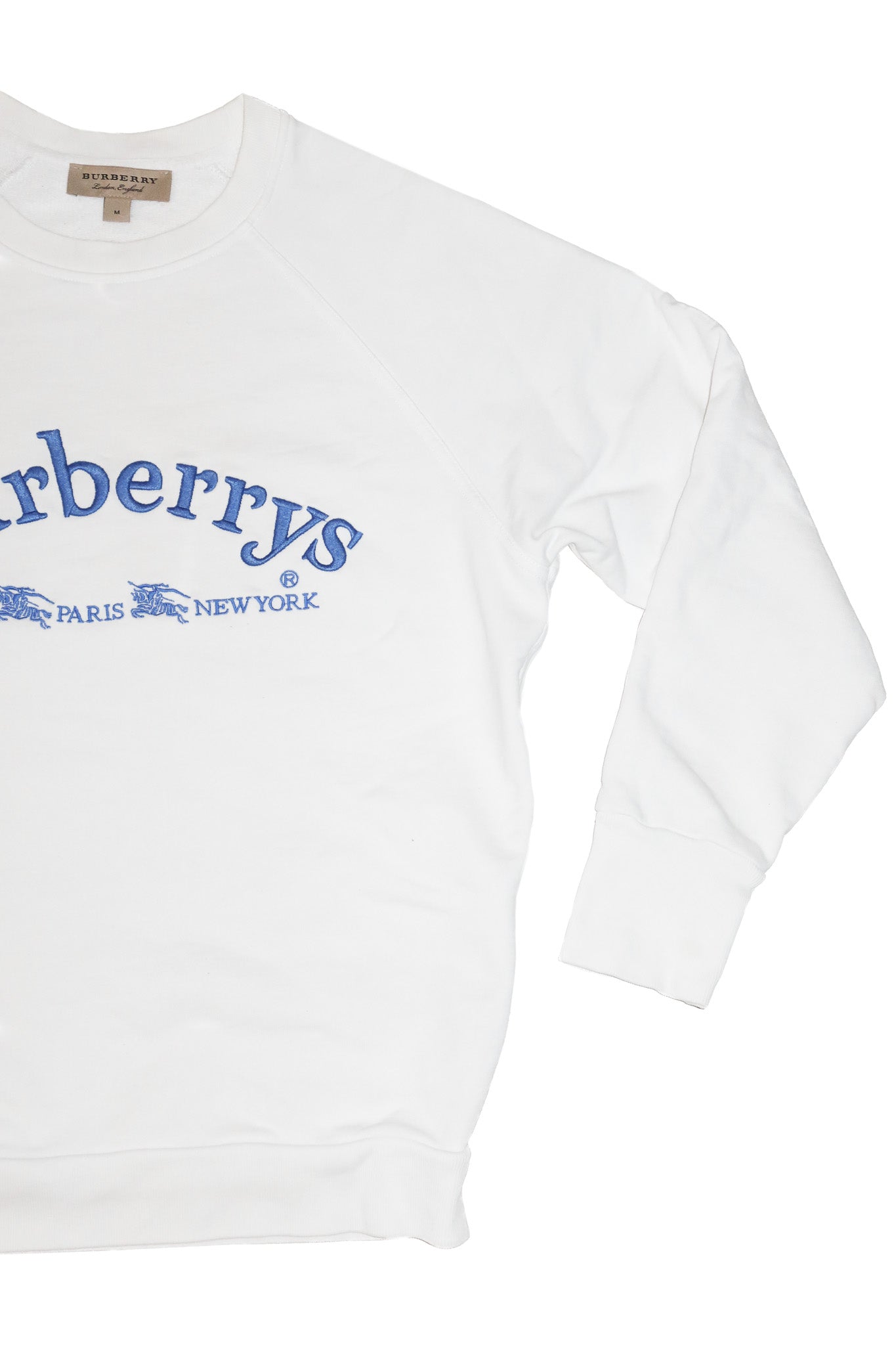 1990’s burberrys embroidered logo crewneck sweatshirt white.