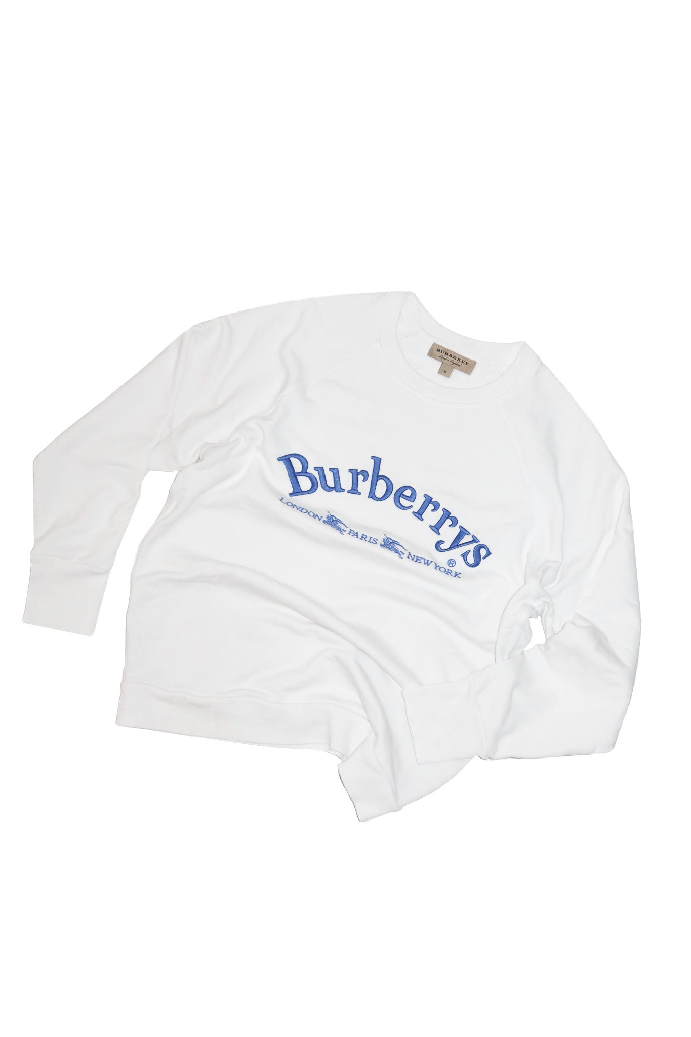 1990’s burberrys embroidered logo crewneck sweatshirt white.