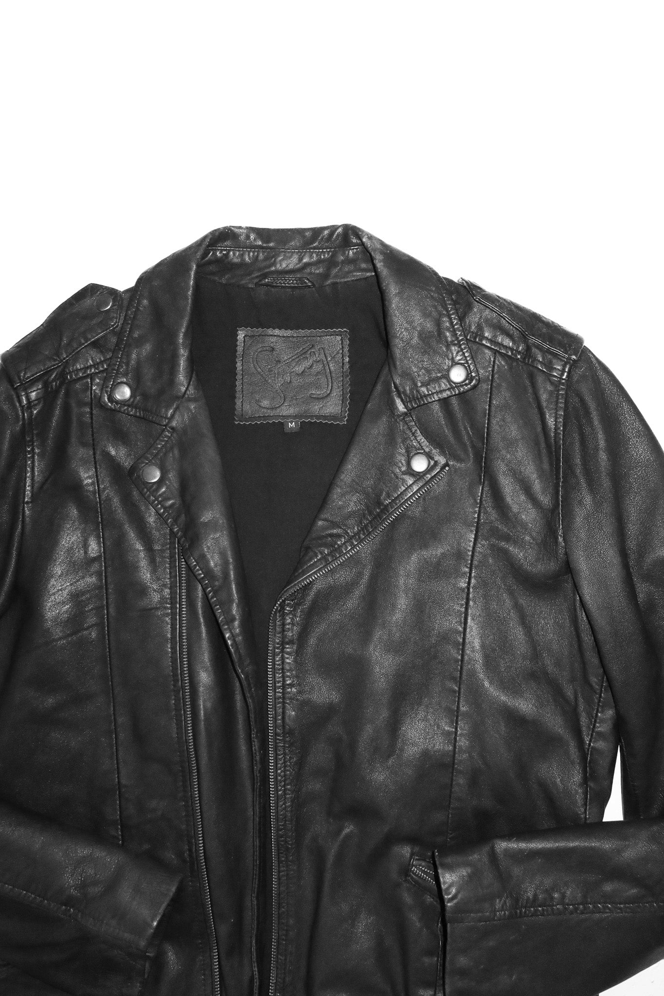 2000’s stray leather biker jacket black.