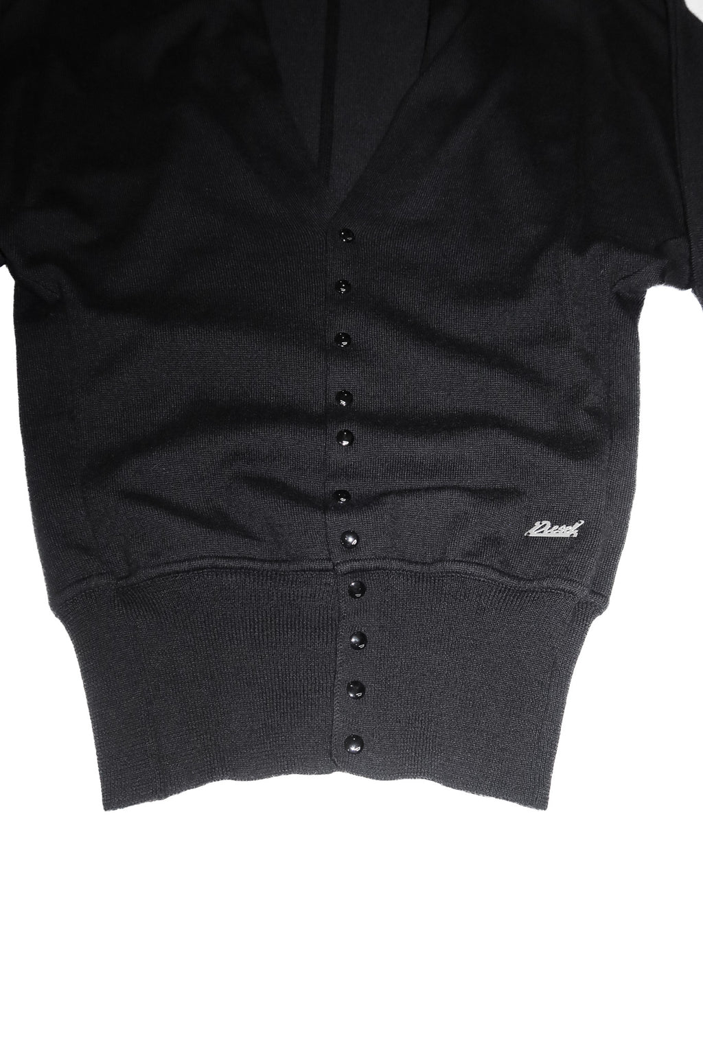 2000’s diesel off shoulder knit cardigan black.