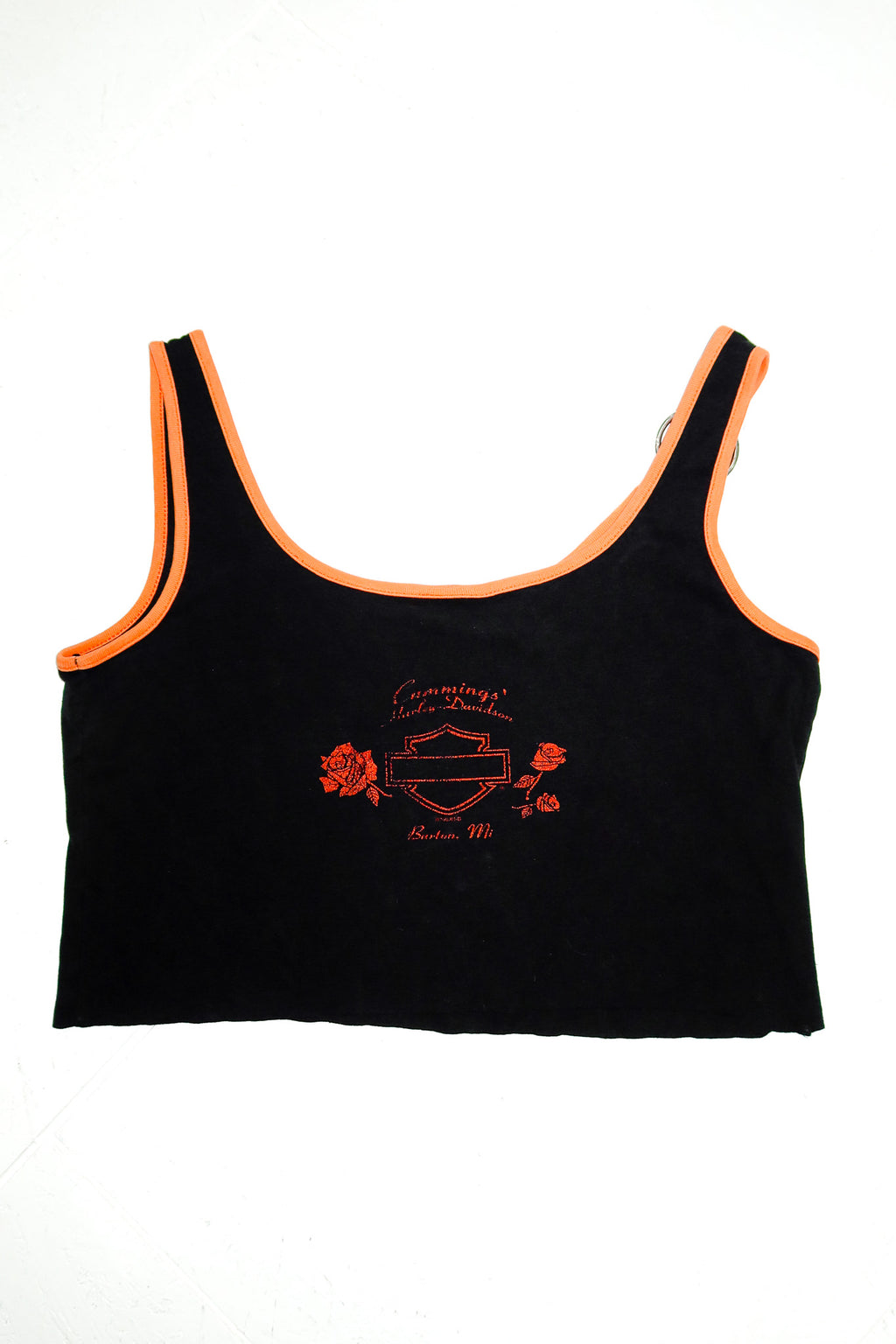 harley davidson cropped tank top black/orange.