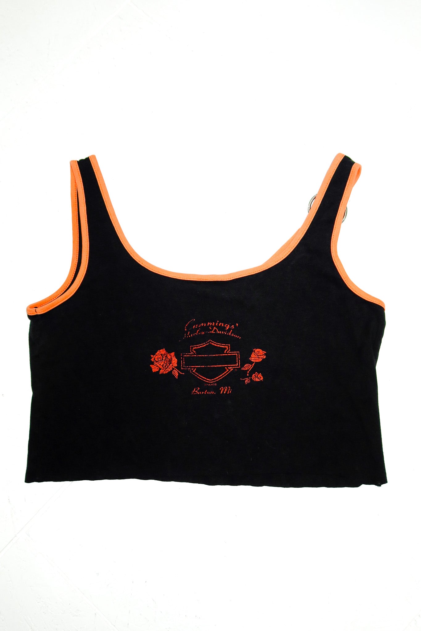 harley davidson cropped tank top black/orange.