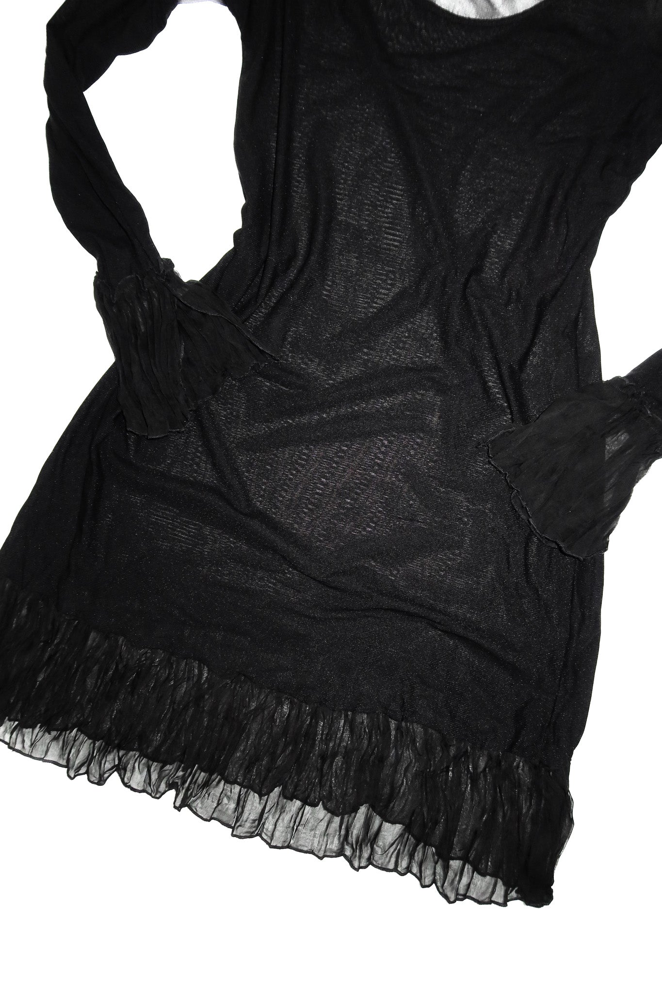 90's on stage sheer long sleeve mini dress black.