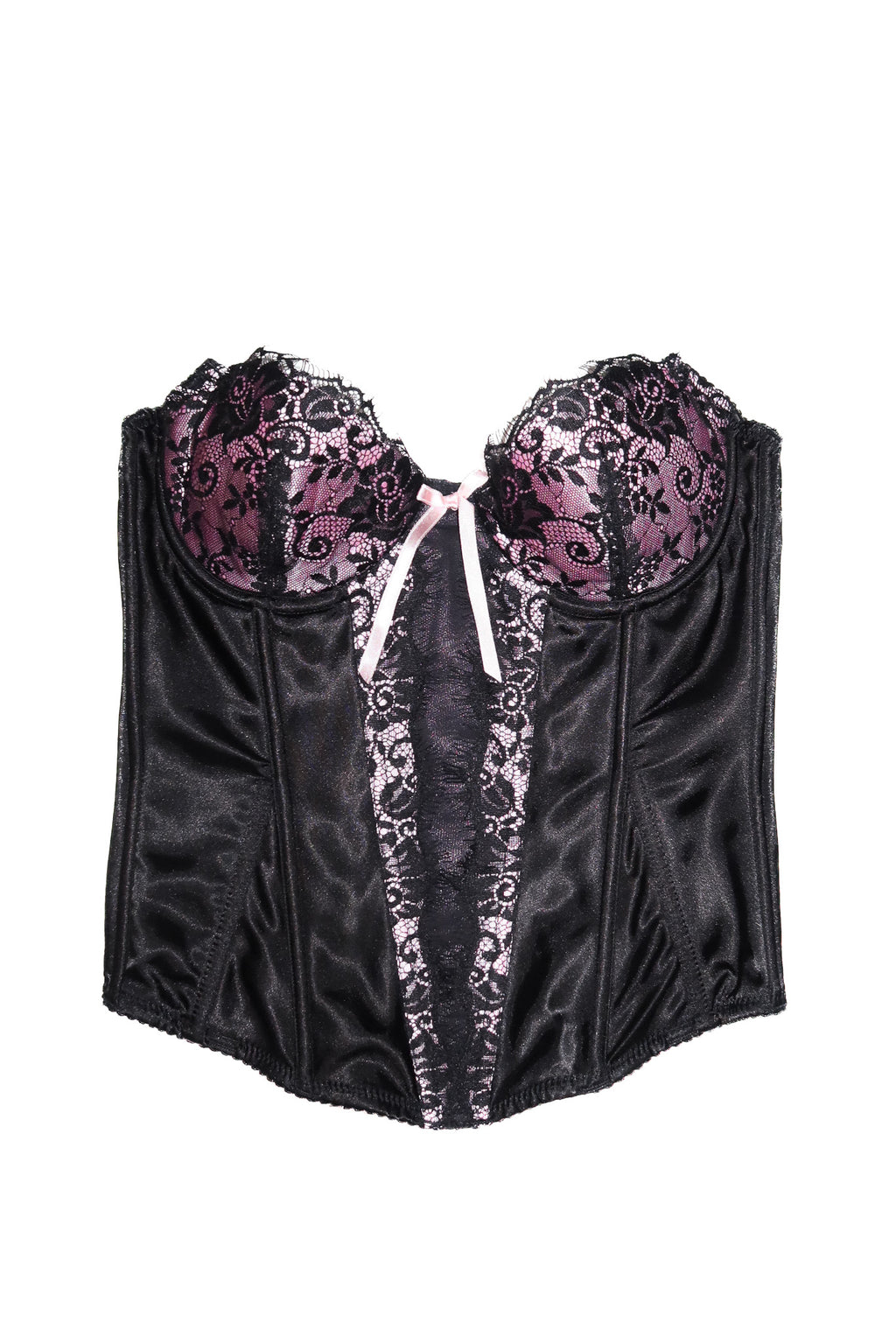 2000’s bassoni lingerie satin lace bustier black/pink.