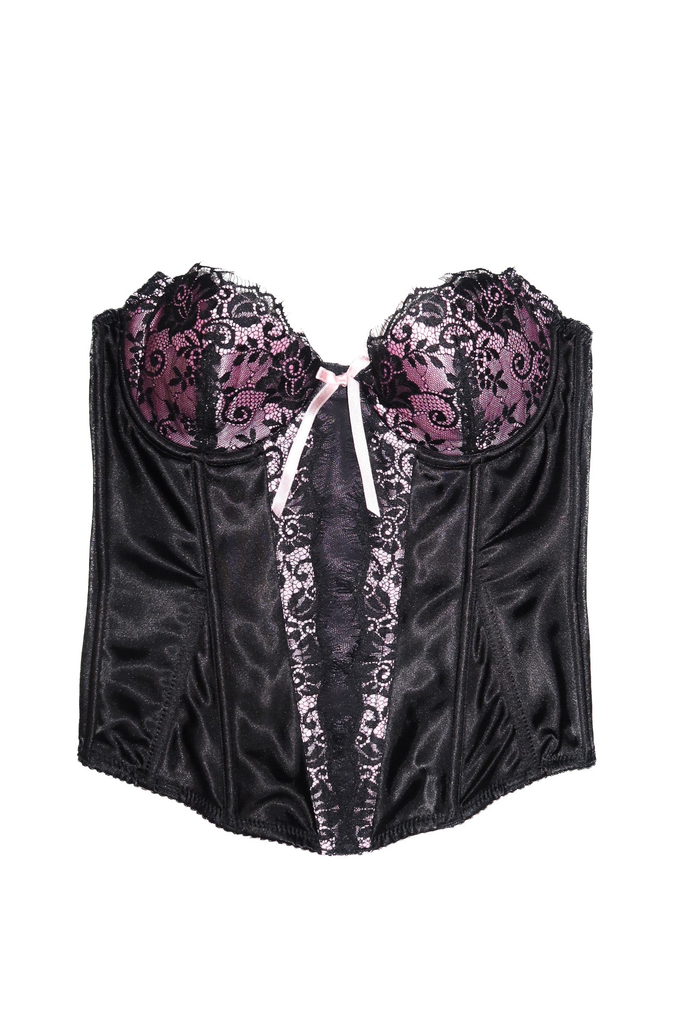 2000’s bassoni lingerie satin lace bustier black/pink.