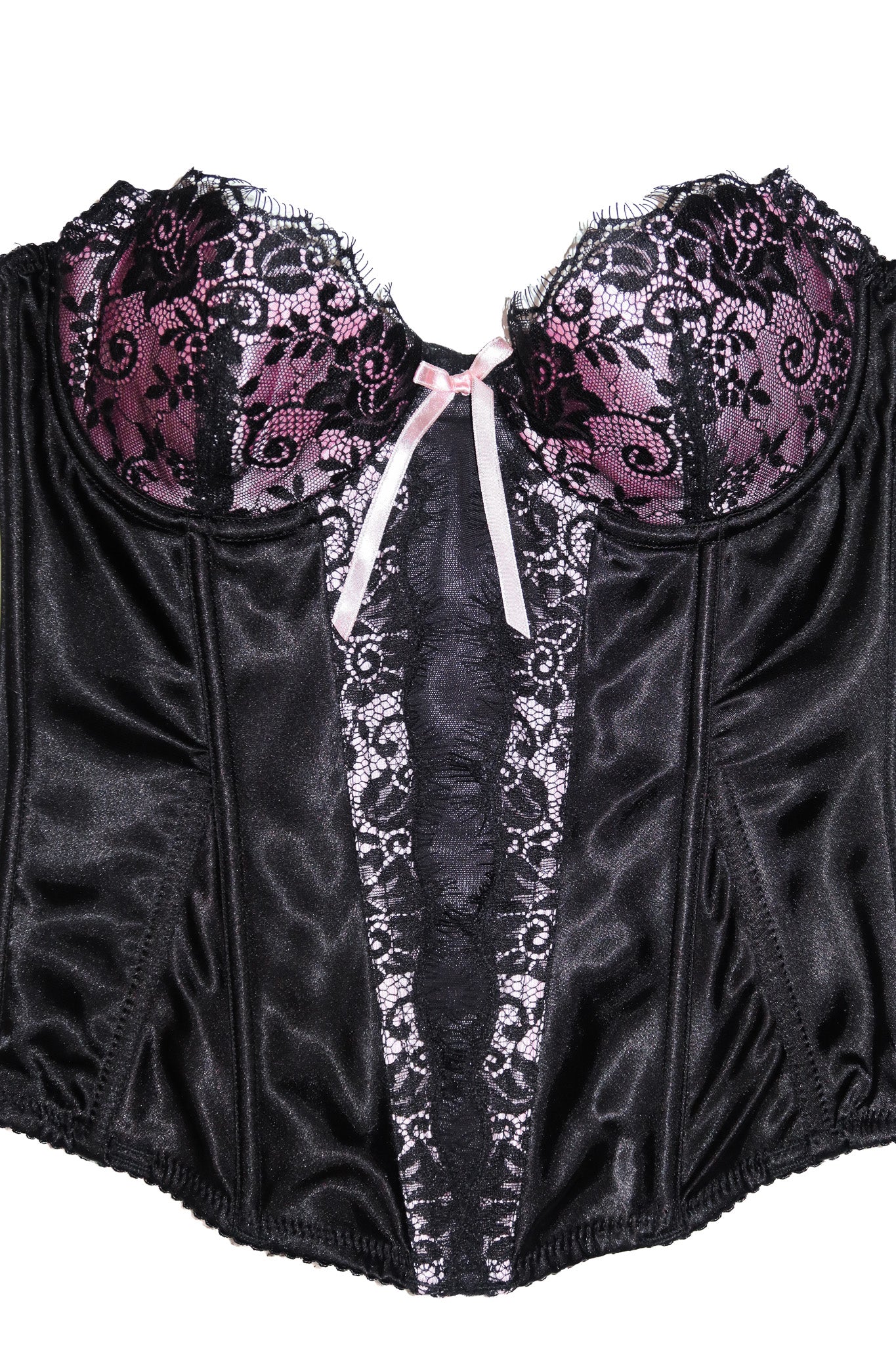 2000’s bassoni lingerie satin lace bustier black/pink.