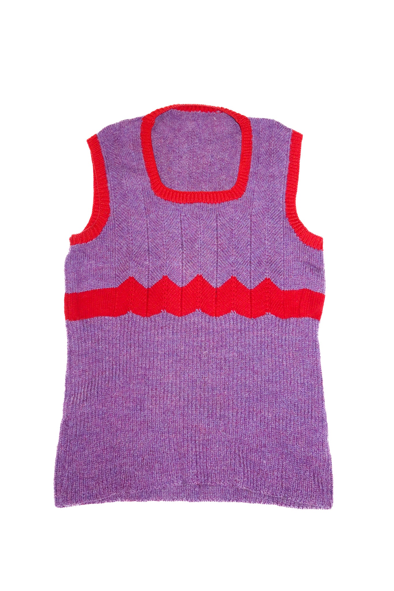 1970’s wool knit contrast stripe vest purple red.