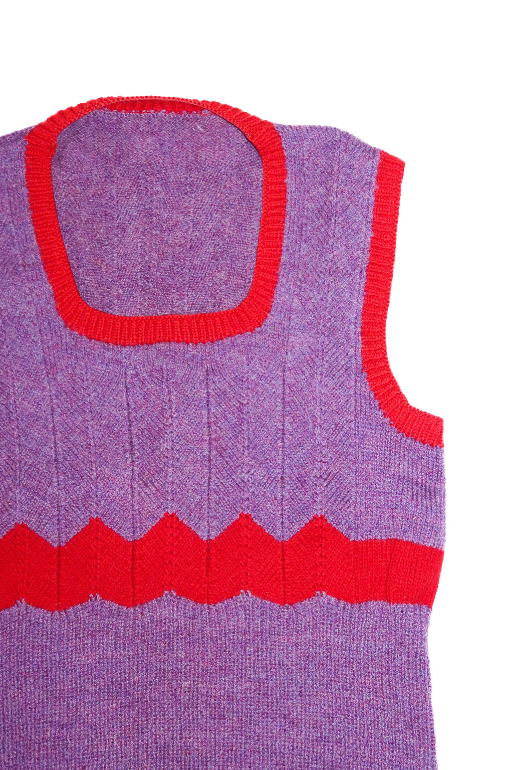 1970’s wool knit contrast stripe vest purple red.