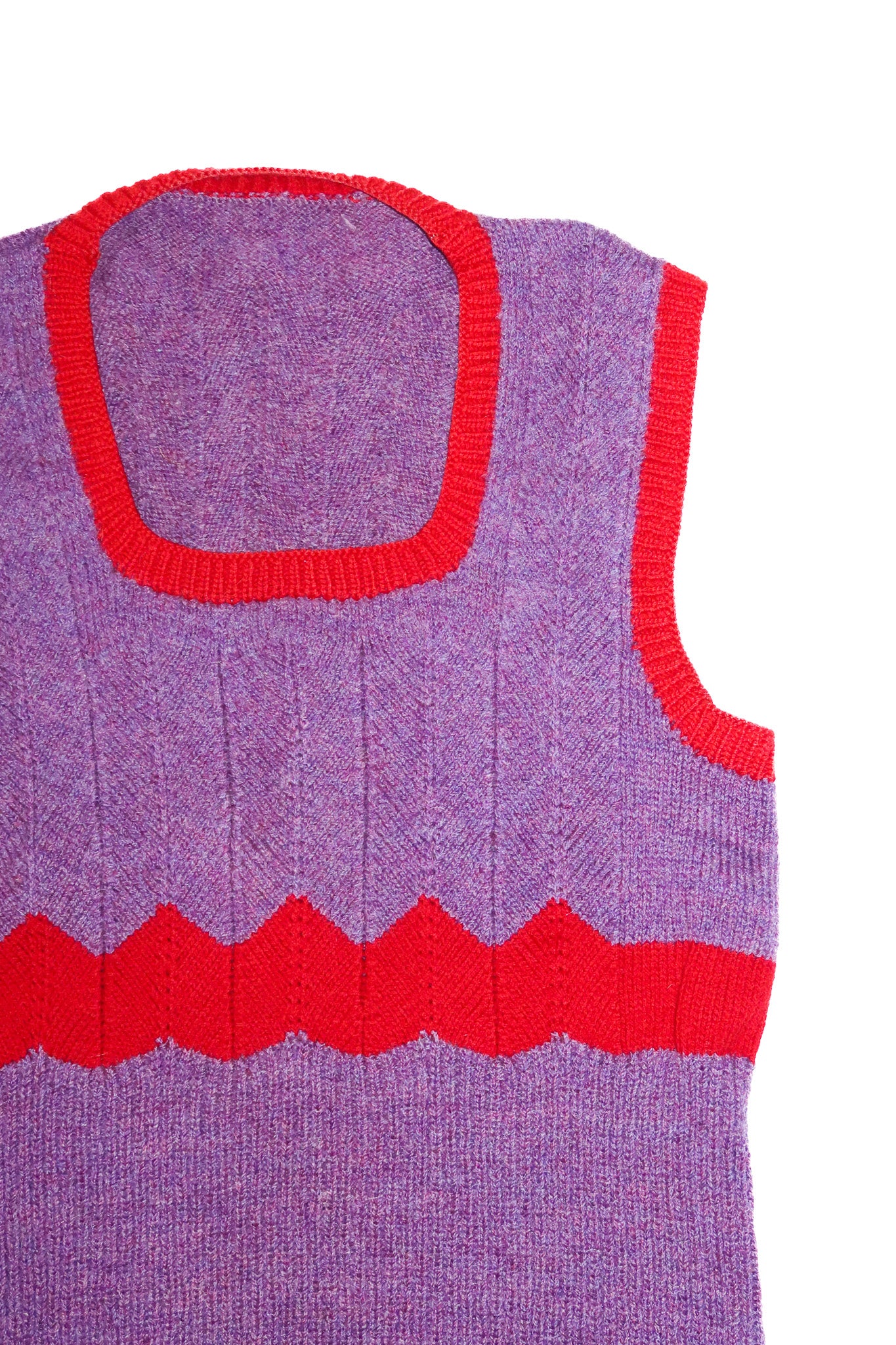 1970’s wool knit contrast stripe vest purple red.