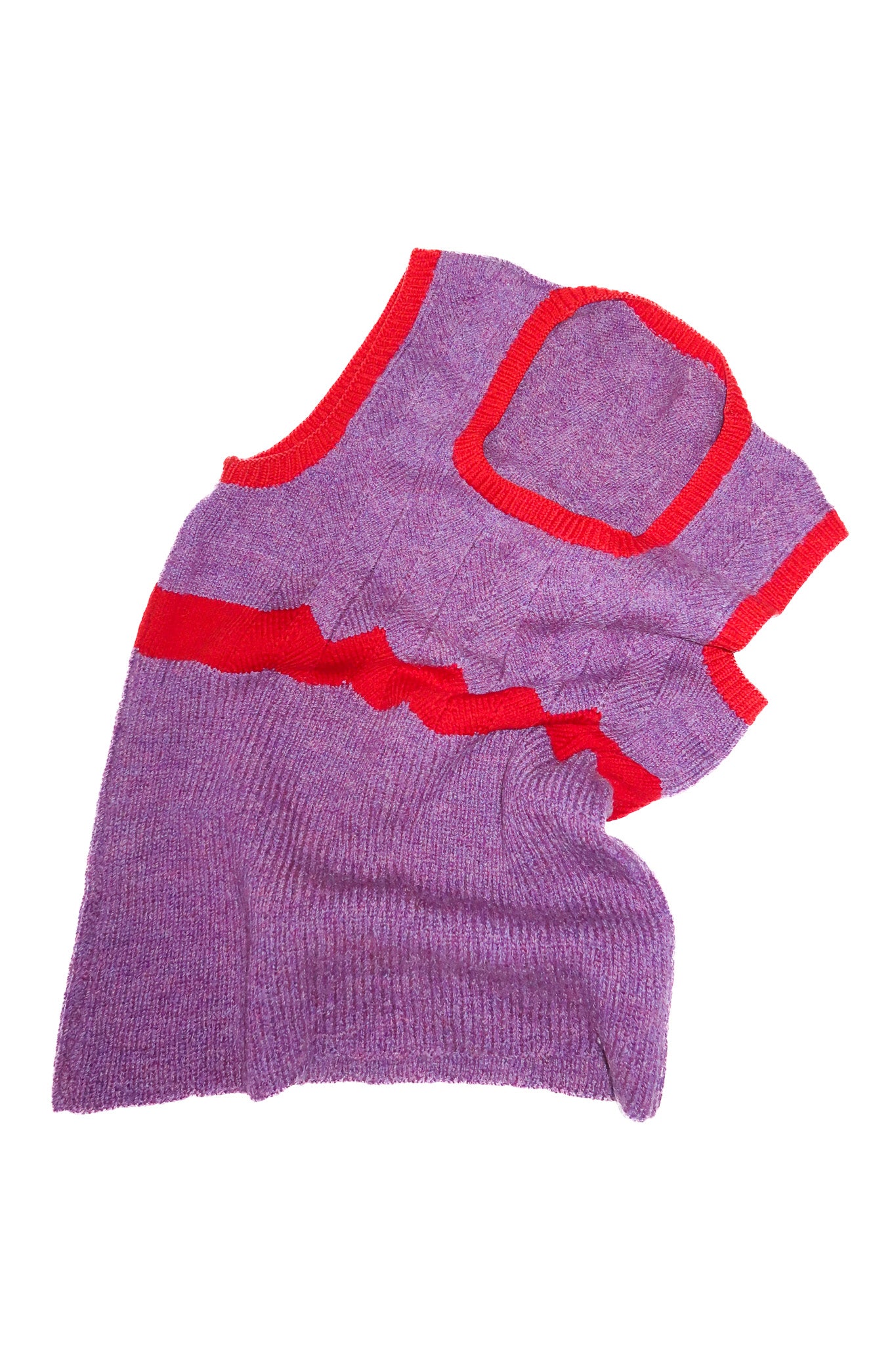 1970’s wool knit contrast stripe vest purple red.